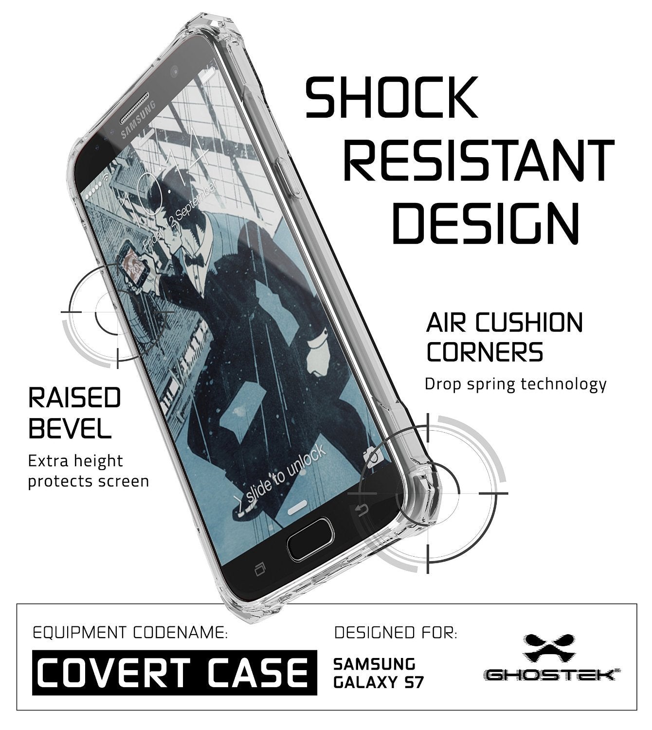 Galaxy S7 Case, Ghostek® Covert Clear Series w/ Premium Impact Cover Screen Protector | Warranty