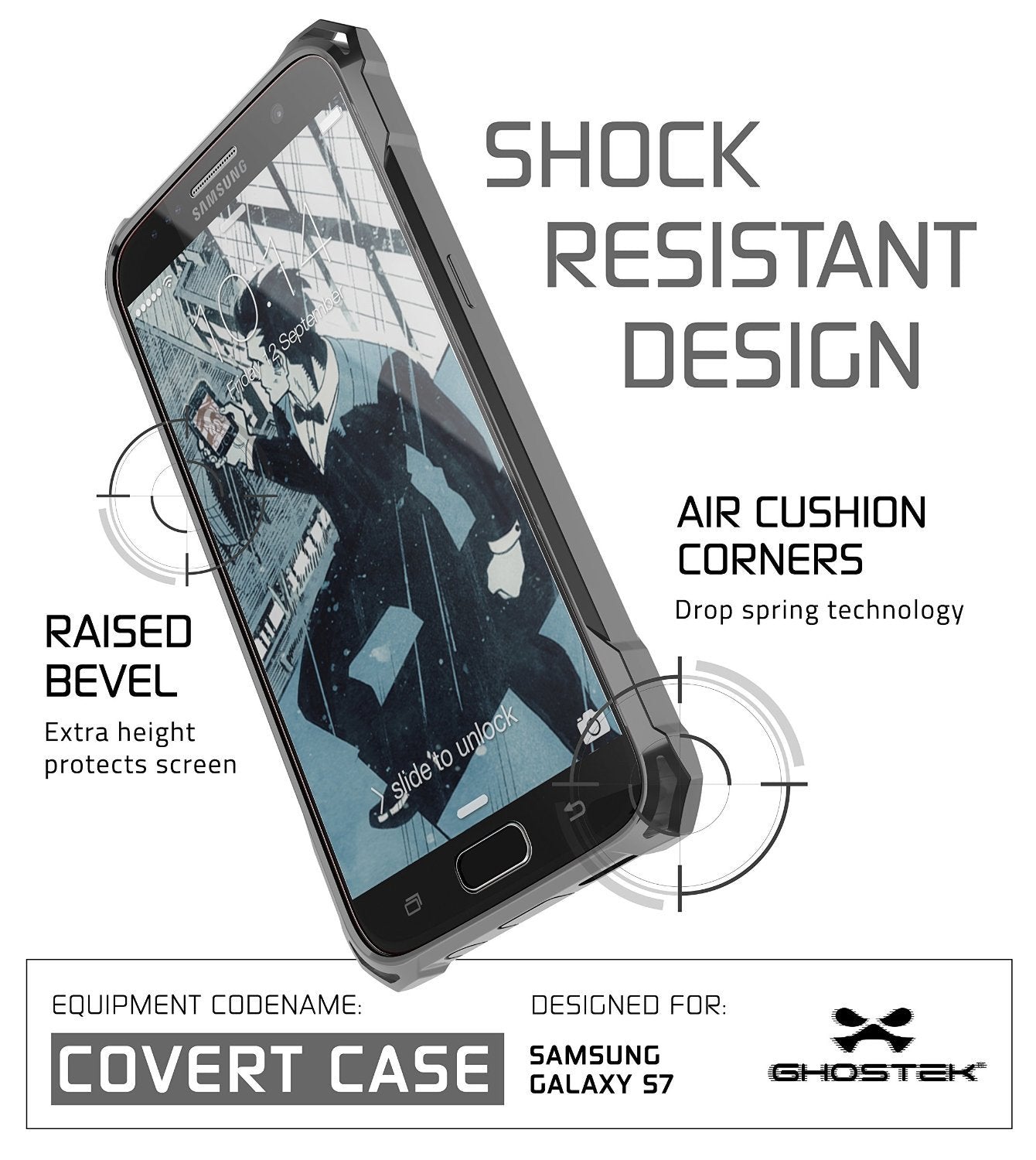 Galaxy S7 Case, Ghostek® Covert Dark Grey Series Premium Impact Cover | Lifetime Warranty Exchange