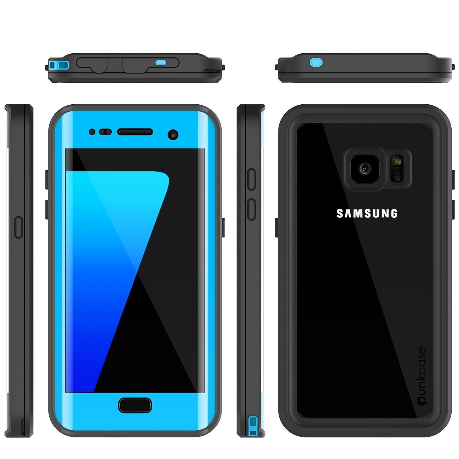 Galaxy S7 Edge Waterproof Case, Punkcase [Extreme Series] [Slim Fit]  Armor Cover W/ Built In Screen Protector [LIGHT BLUE]