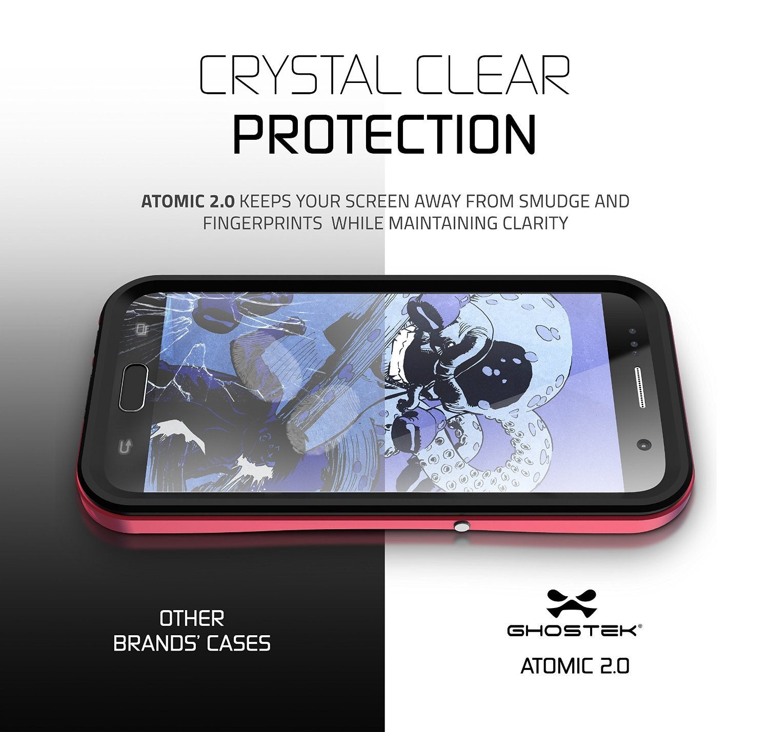 Galaxy S7 Waterproof Case, Ghostek Atomic 2.0 Red  Water/Shock/Dirt/Snow Proof | Lifetime Warranty