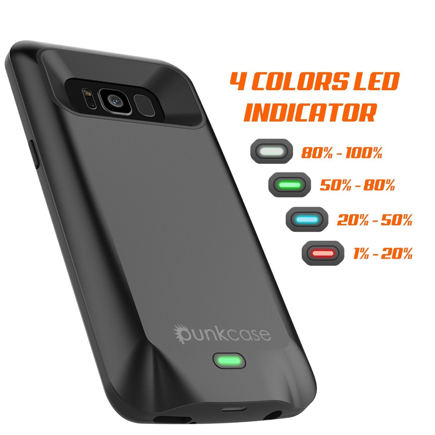 Galaxy S8 Battery Case, Punkcase 5000mAH Charger Black Case