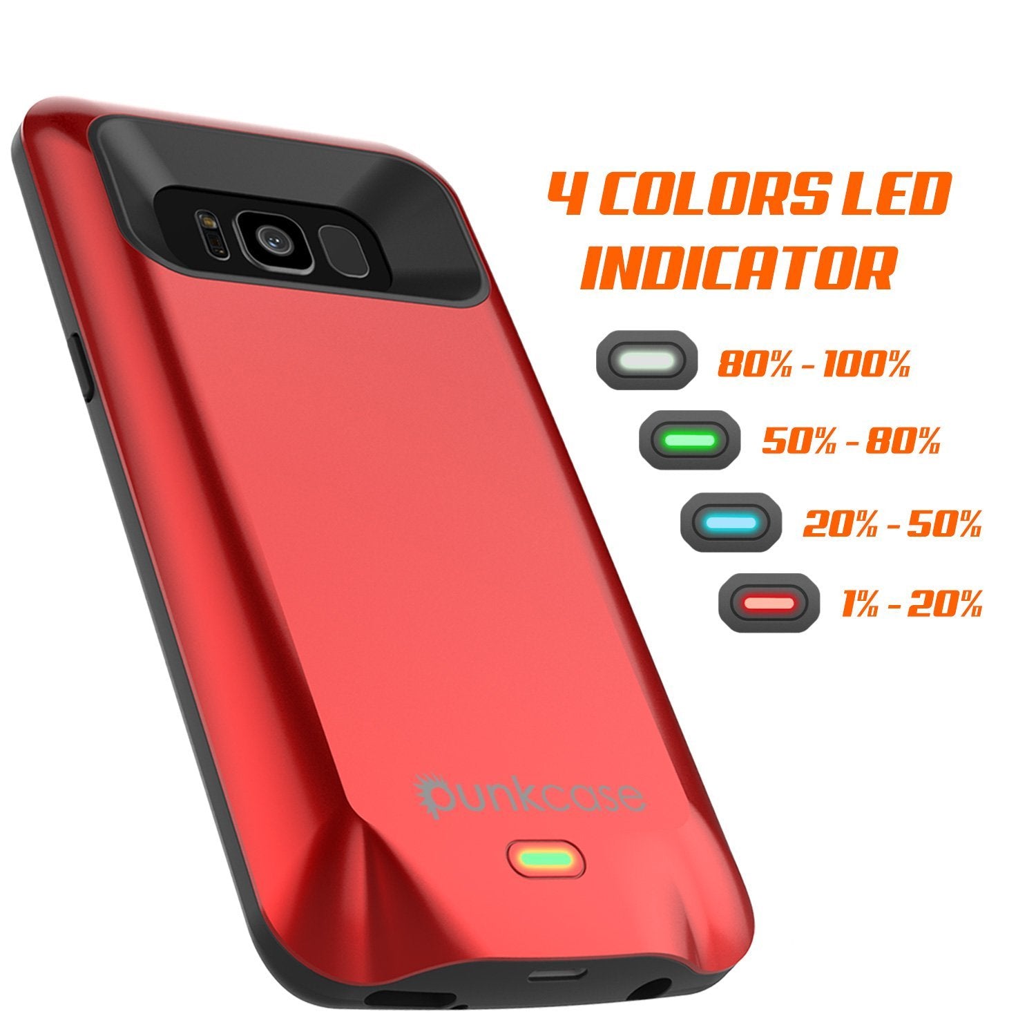 Galaxy S8 Plus Battery Case, 5500mAH Charger W/USB Port Case [Red]