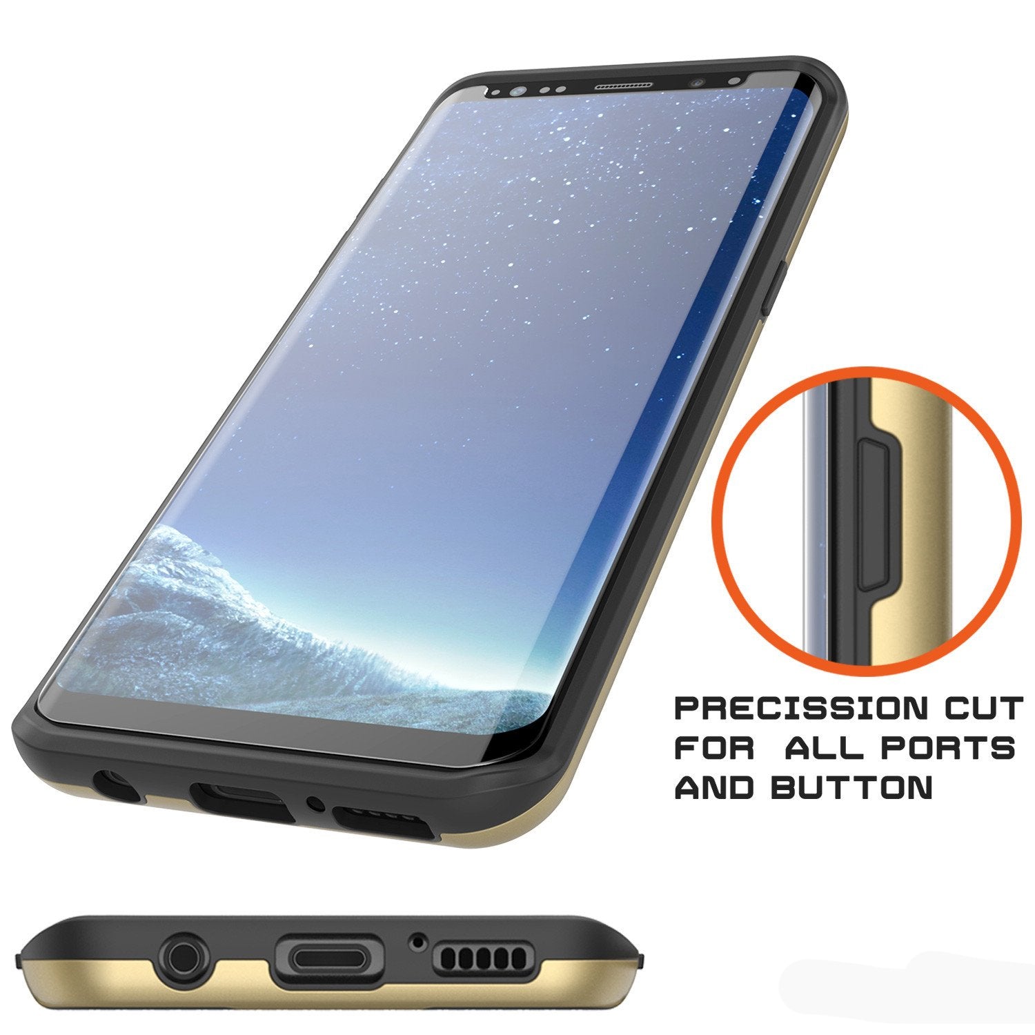 Galaxy S8 Case, PUNKcase [SLOT Series] [Slim Fit] [Gold]