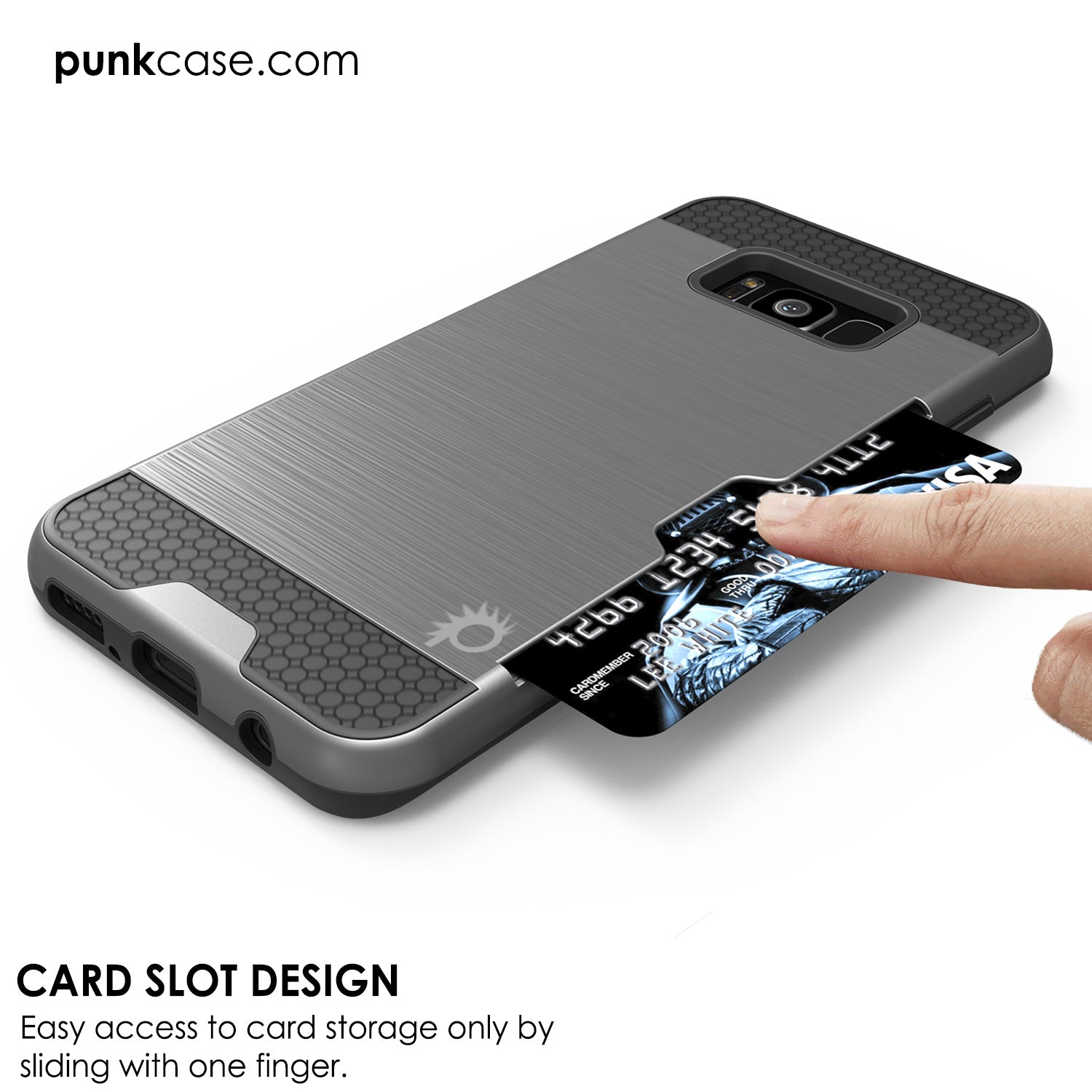 Galaxy S8 Plus Punkcase SLOT Series Dual-Layer Armor Cover, Grey