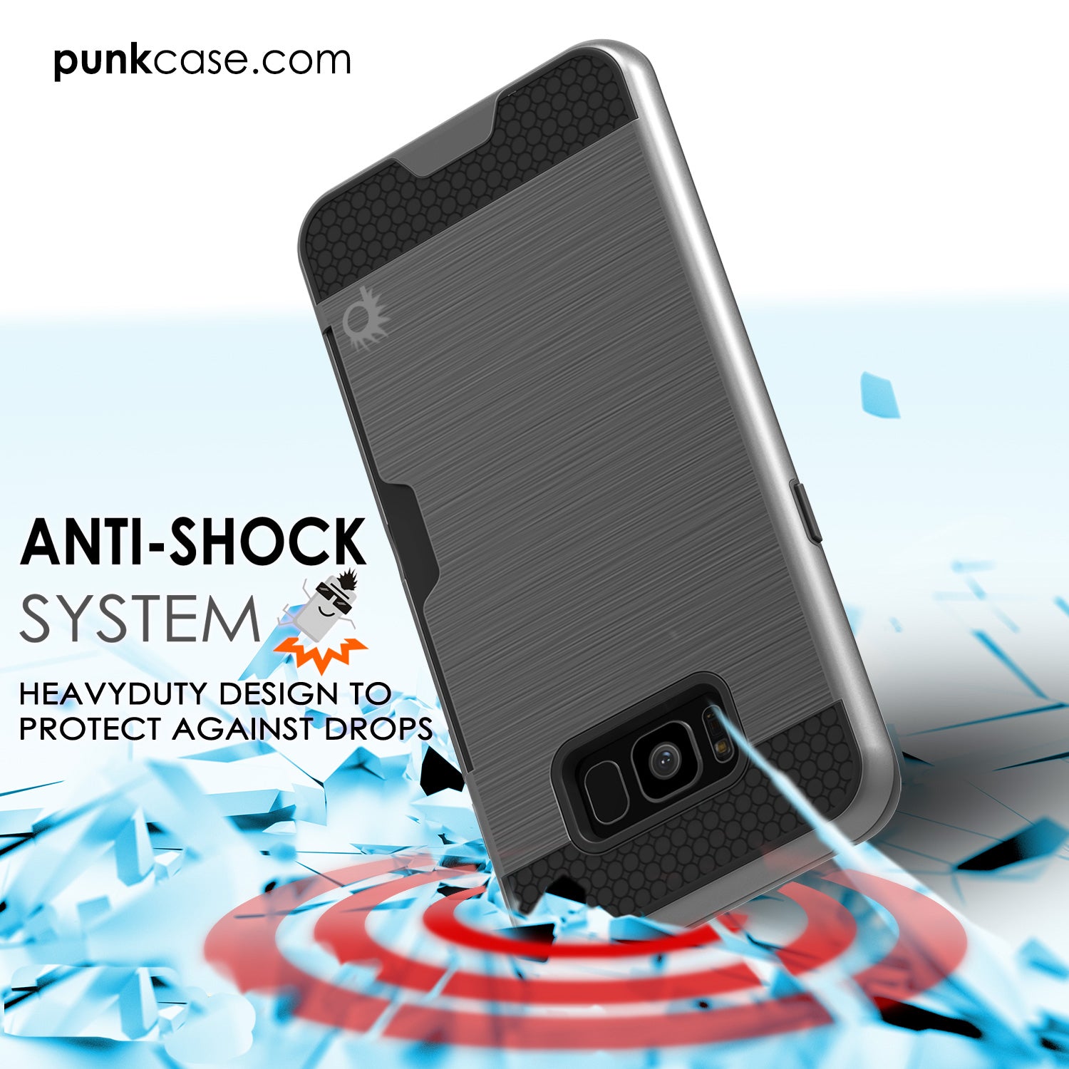 Galaxy S8 Plus Punkcase SLOT Series Dual-Layer Armor Cover, Grey