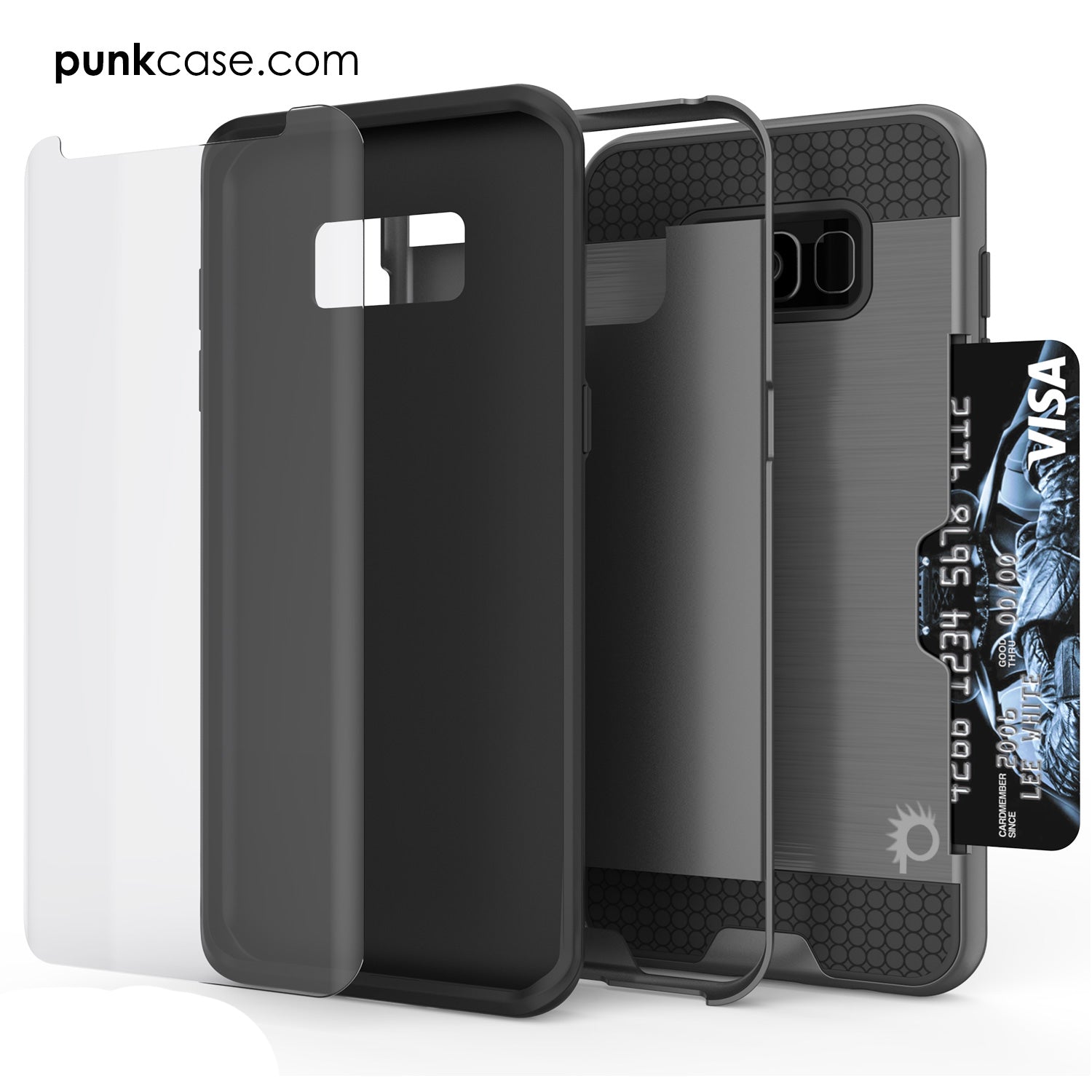 Galaxy S8 Plus Punkcase SLOT Series Dual-Layer Armor Cover, Grey