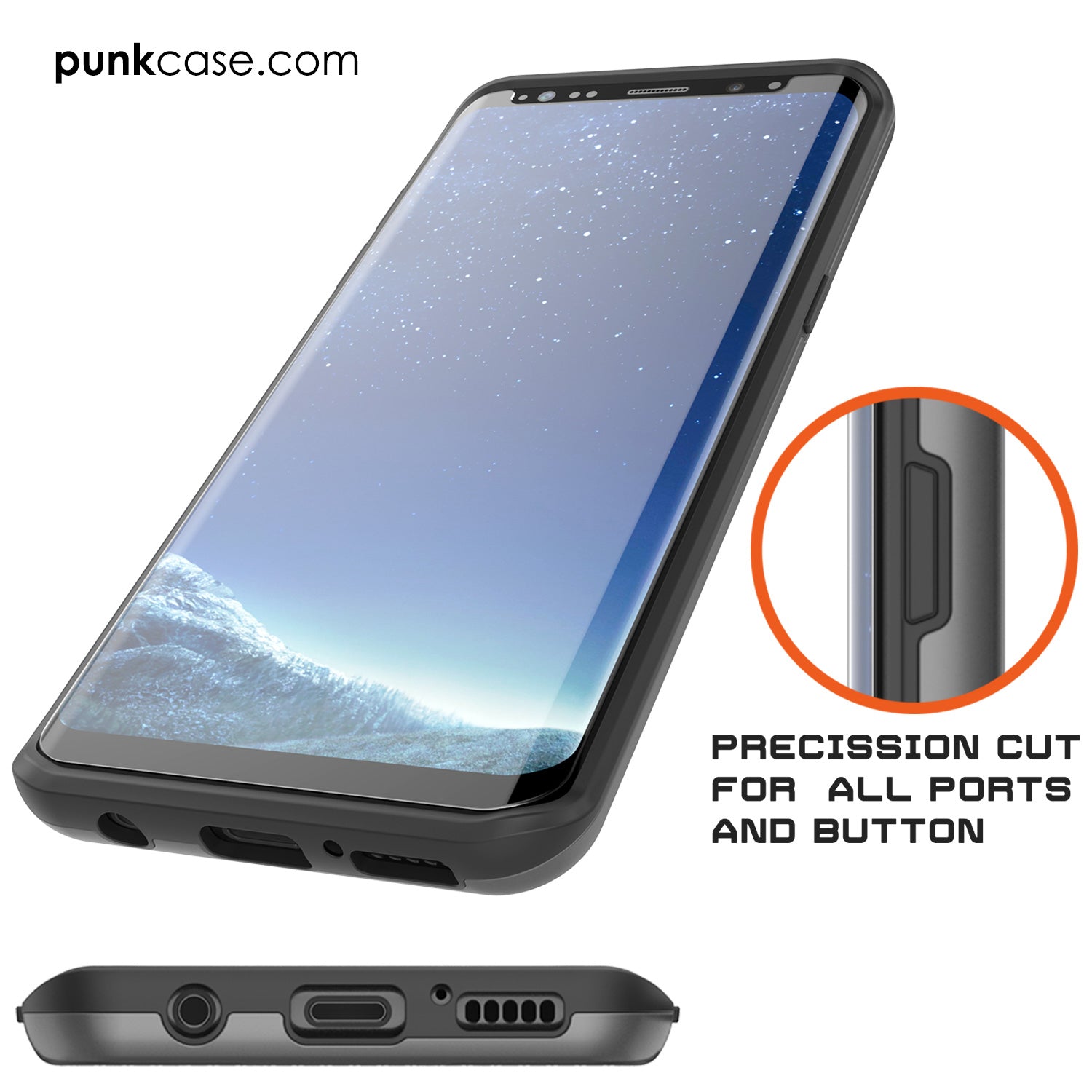 Galaxy S8 Plus Punkcase SLOT Series Dual-Layer Armor Cover, Grey