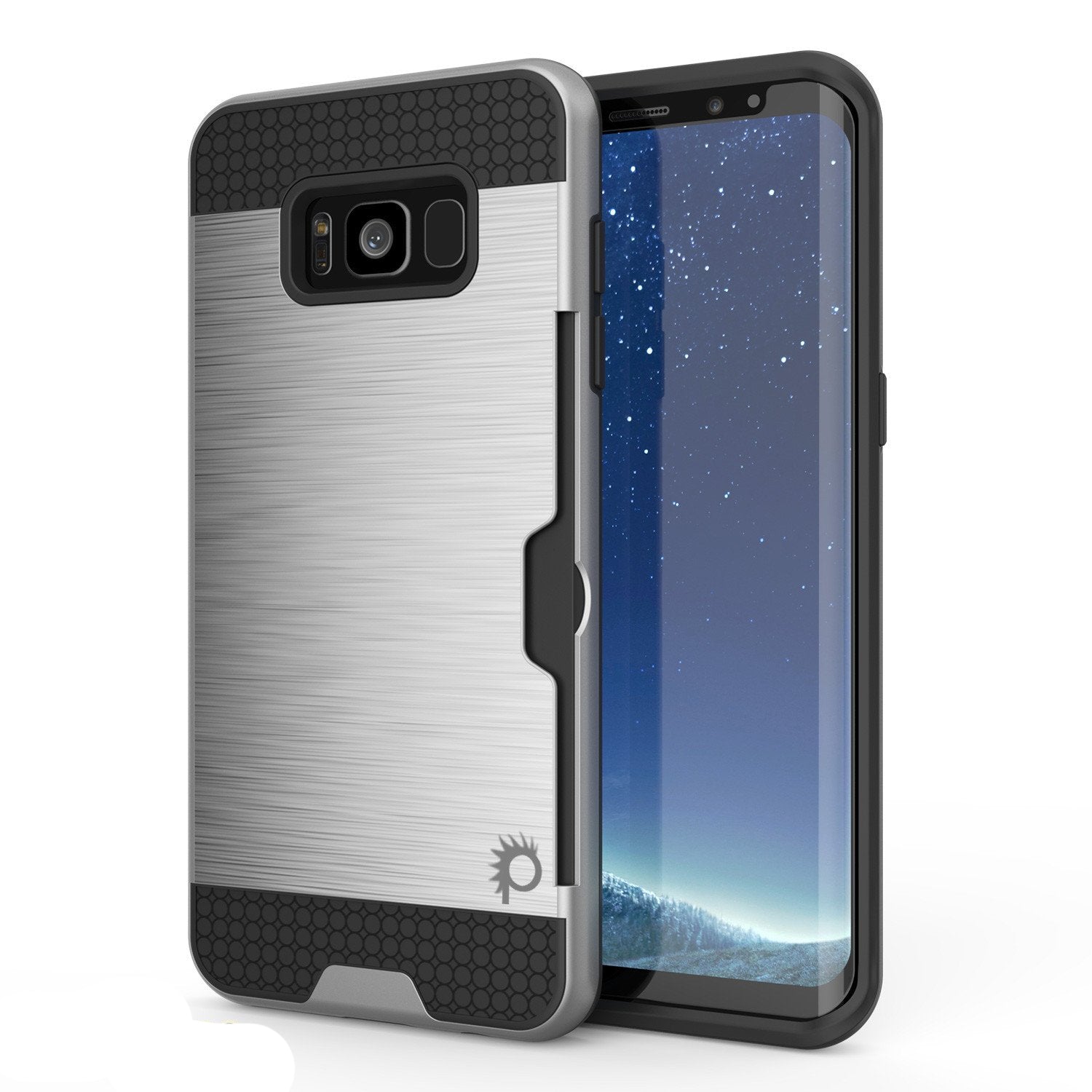 Galaxy S8 Plus Punkcase SLOT Series Dual-Layer Armor Cover, Silver