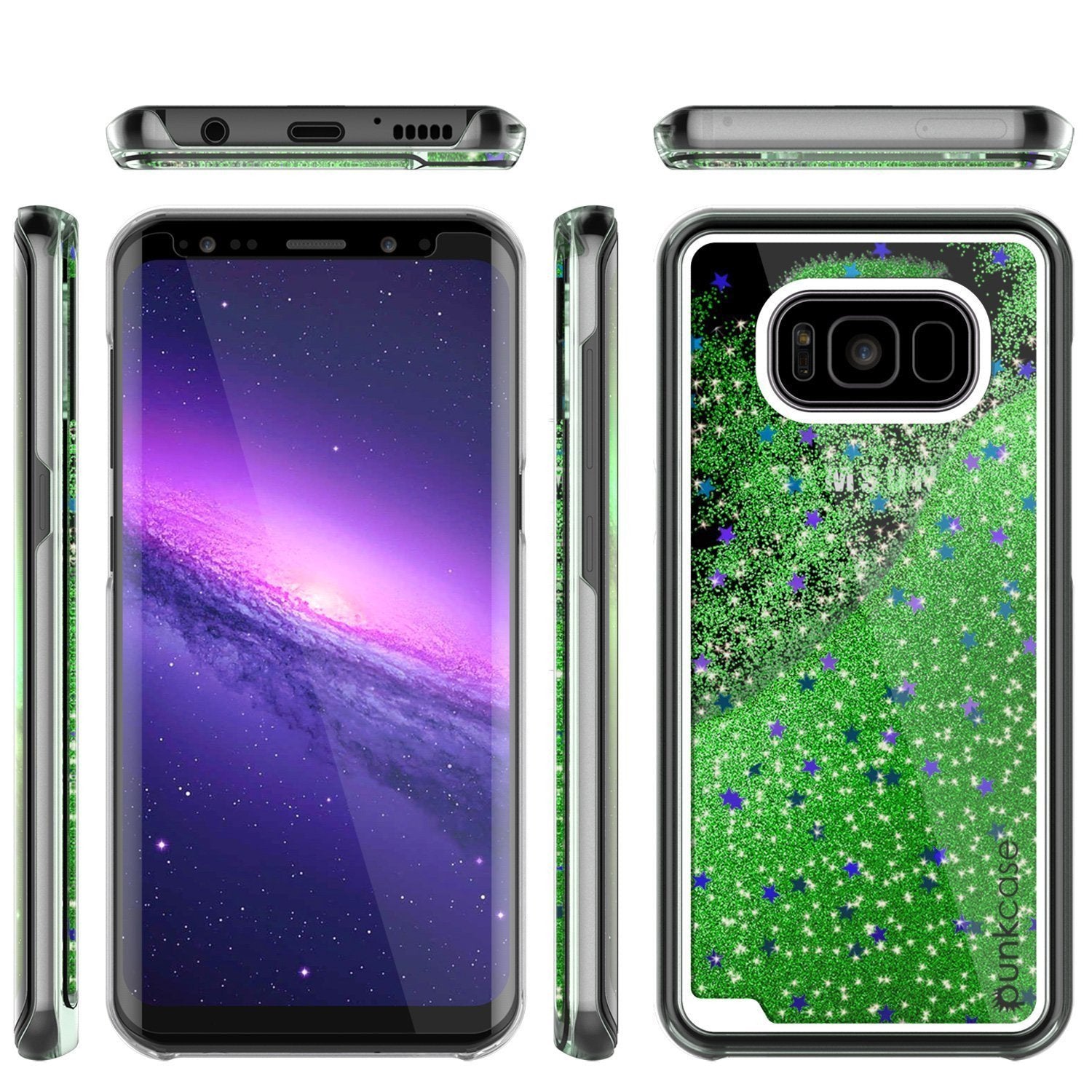 Galaxy S8 Case, Punkcase Liquid Green Series Protective Glitter Cover