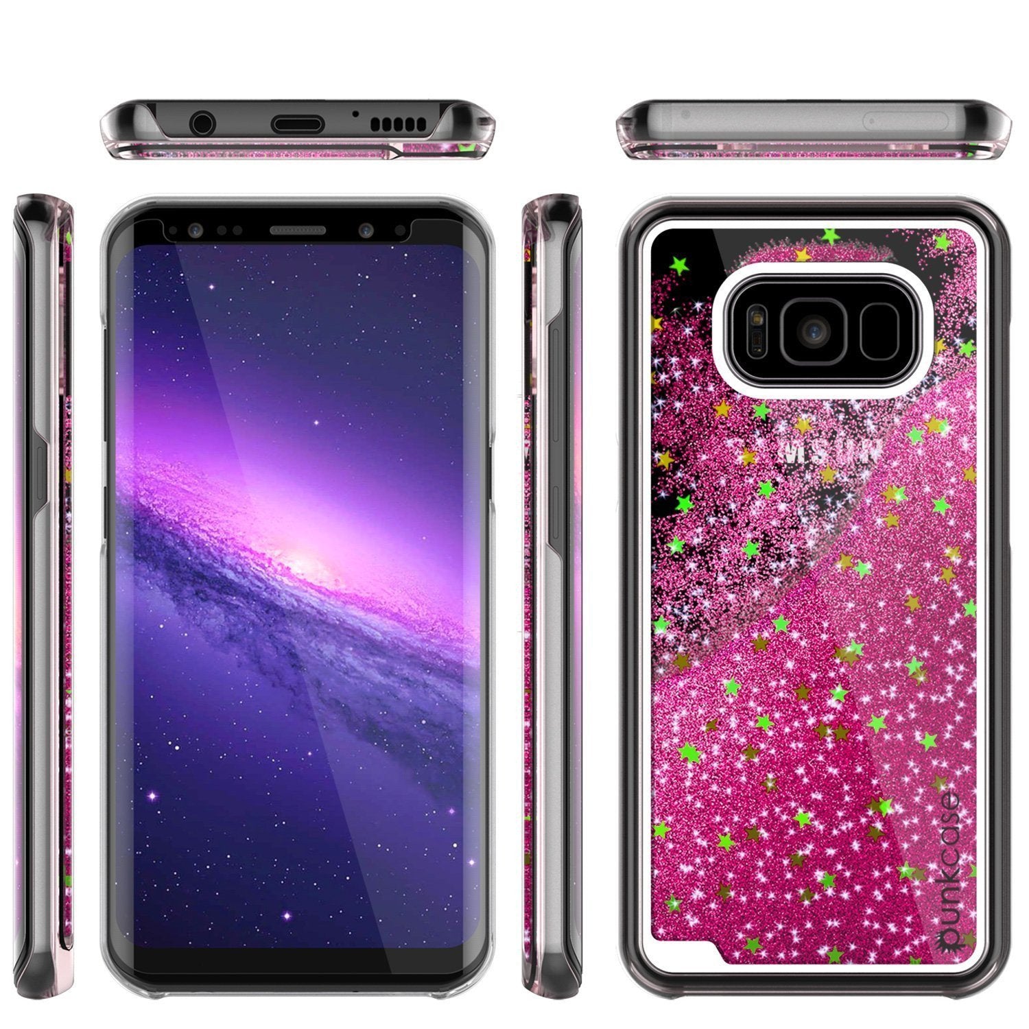 Galaxy S8 Case, Punkcase Liquid Pink Series Protective Glitter Cover