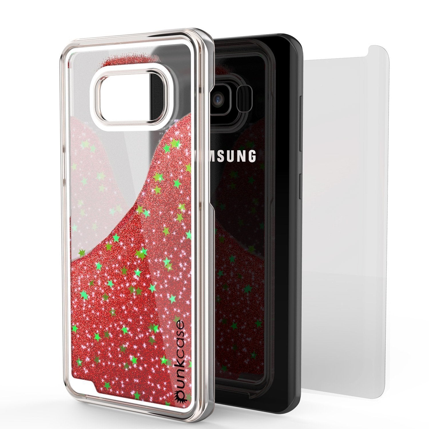 Galaxy S8 Case, Punkcase Liquid Red Series Protective Glitter Cover