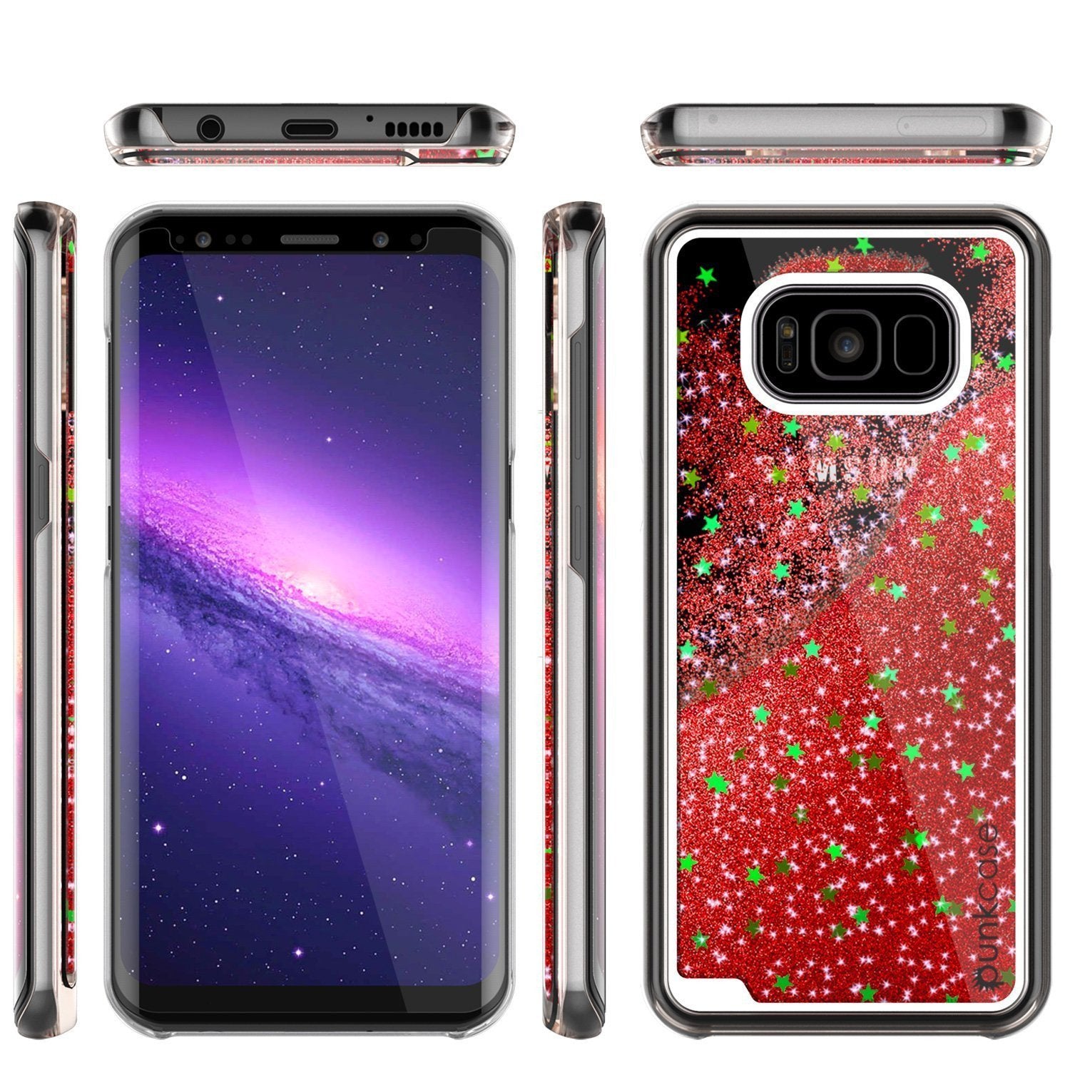 Galaxy S8 Case, Punkcase Liquid Red Series Protective Glitter Cover