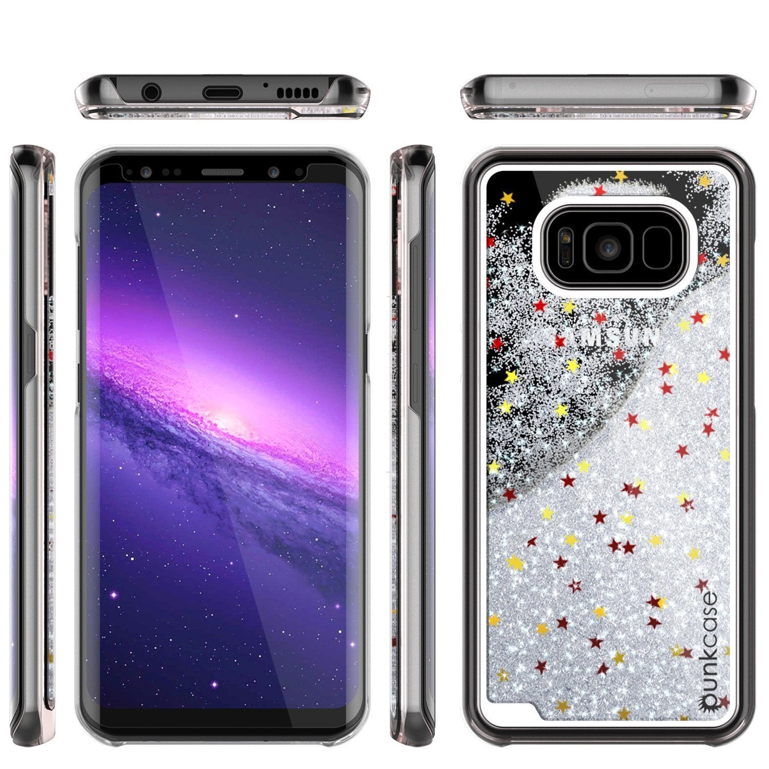 Galaxy S8 Case, Punkcase Liquid Silver Series Protective Glitter Cover