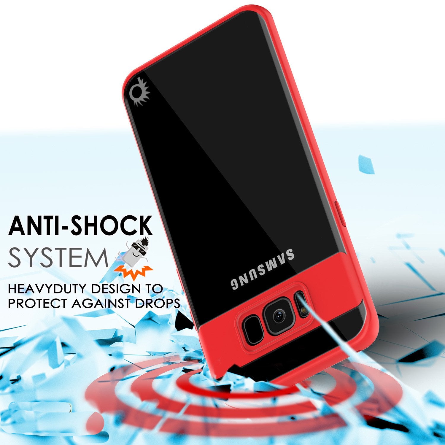 Galaxy S8 Plus Punkcase MASK Series Full Body Dual Layer Cover, RED