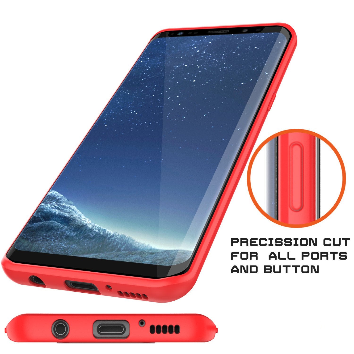 Galaxy S8 Plus Punkcase MASK Series Full Body Dual Layer Cover, RED