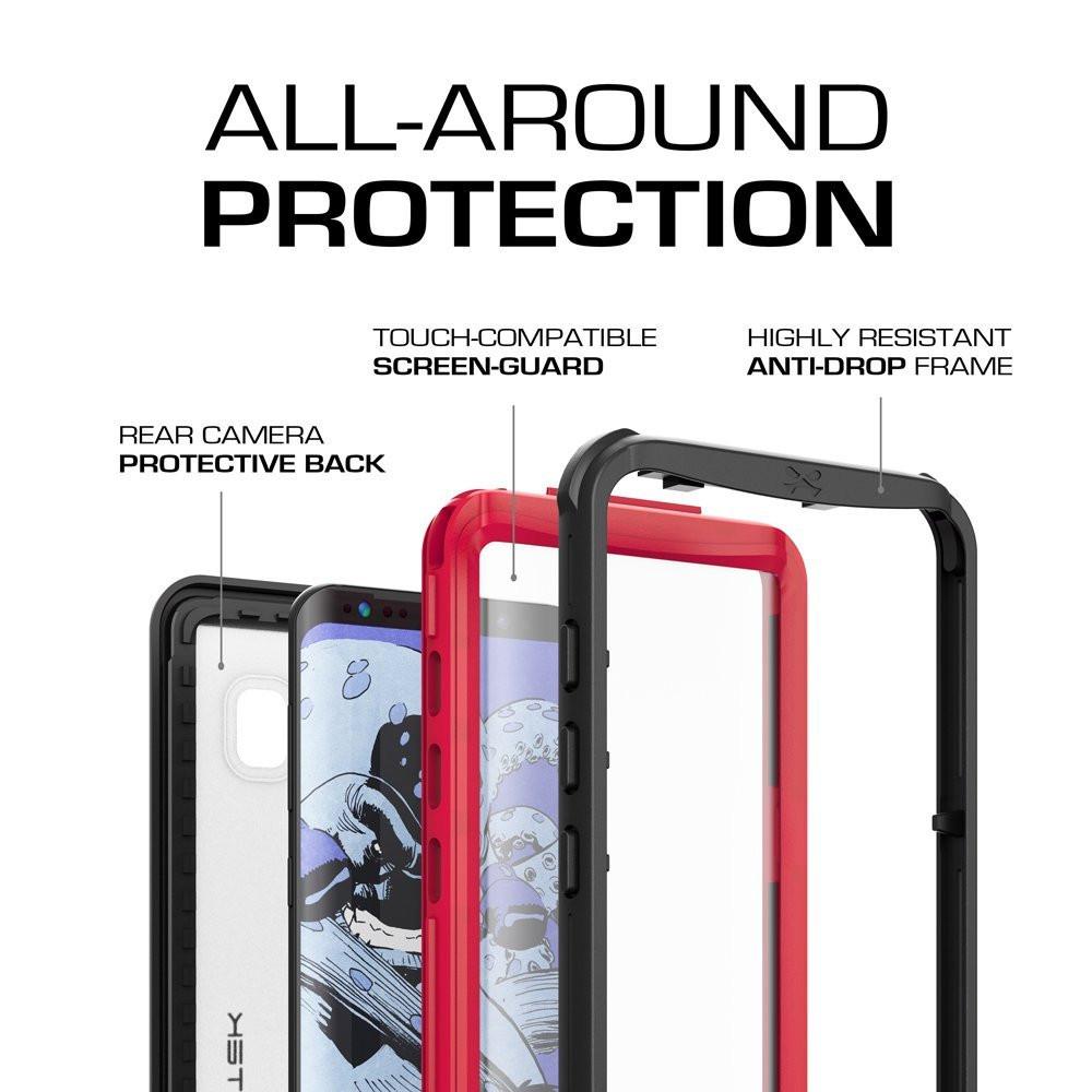 Galaxy S8 Plus Waterproof, Punkcase Ghostek Nautical Series, Red