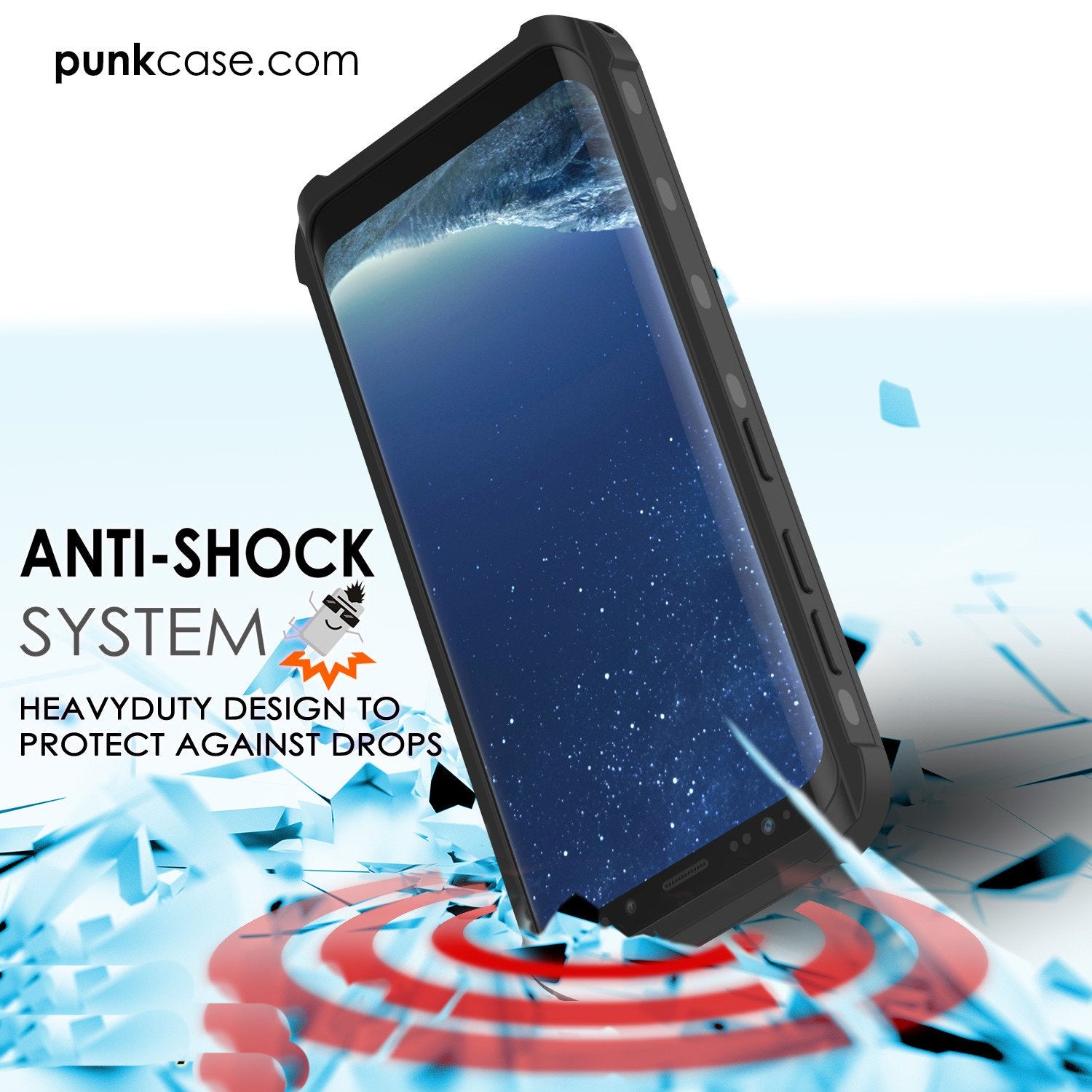 Galaxy S8 Punkcase KickStud Series W/Built-In Kickstand Case, BLACK