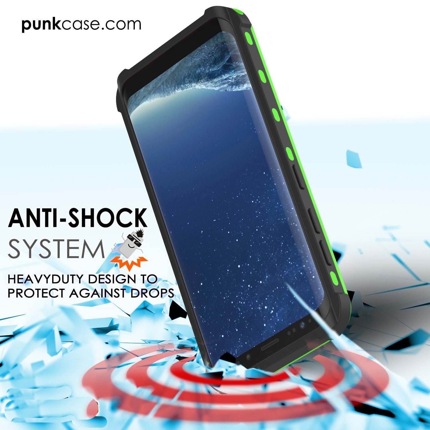 Galaxy S8 Punkcase KickStud Series W/Built-In Kickstand Case, Green