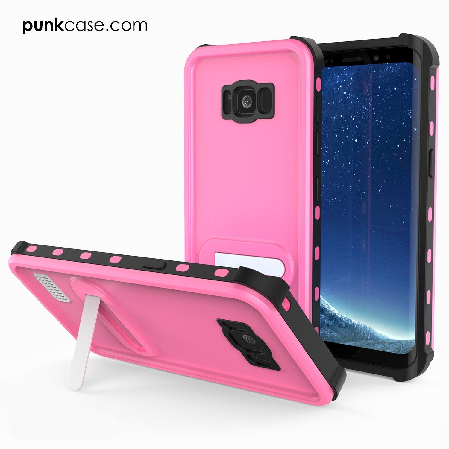 Galaxy S8 Punkcase KickStud Series W/Built-In Kickstand Case, [Pink]