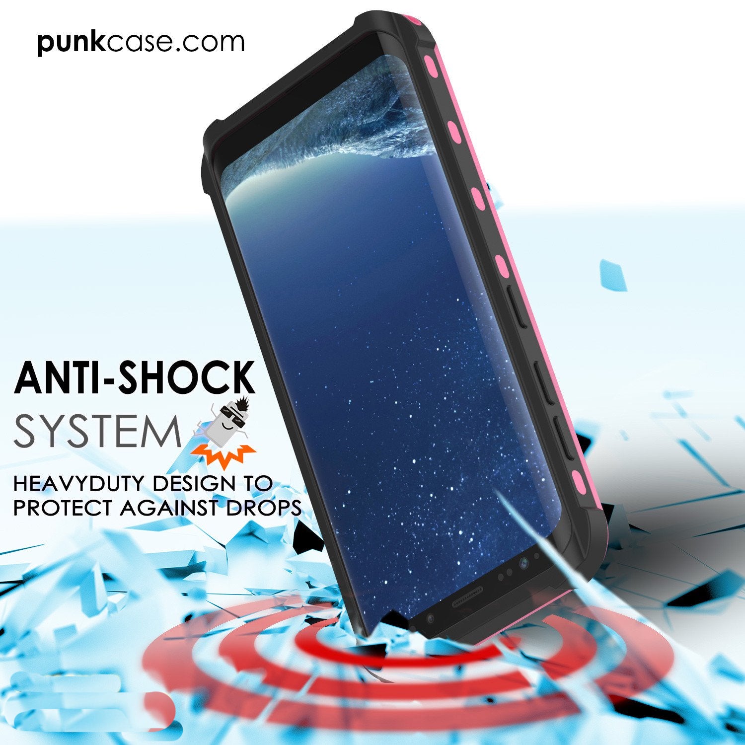 Galaxy S8 Punkcase KickStud Series W/Built-In Kickstand Case, [Pink]