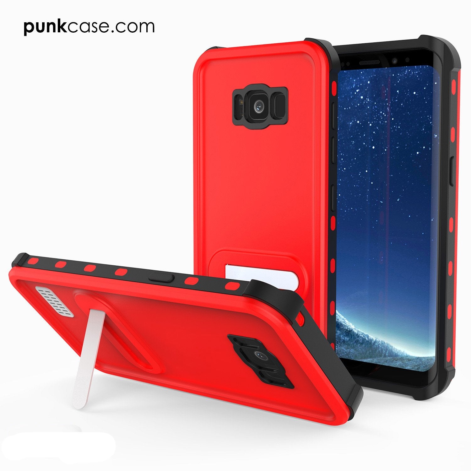 Galaxy S8 Punkcase KickStud Series W/Built-In Kickstand Case [Red]