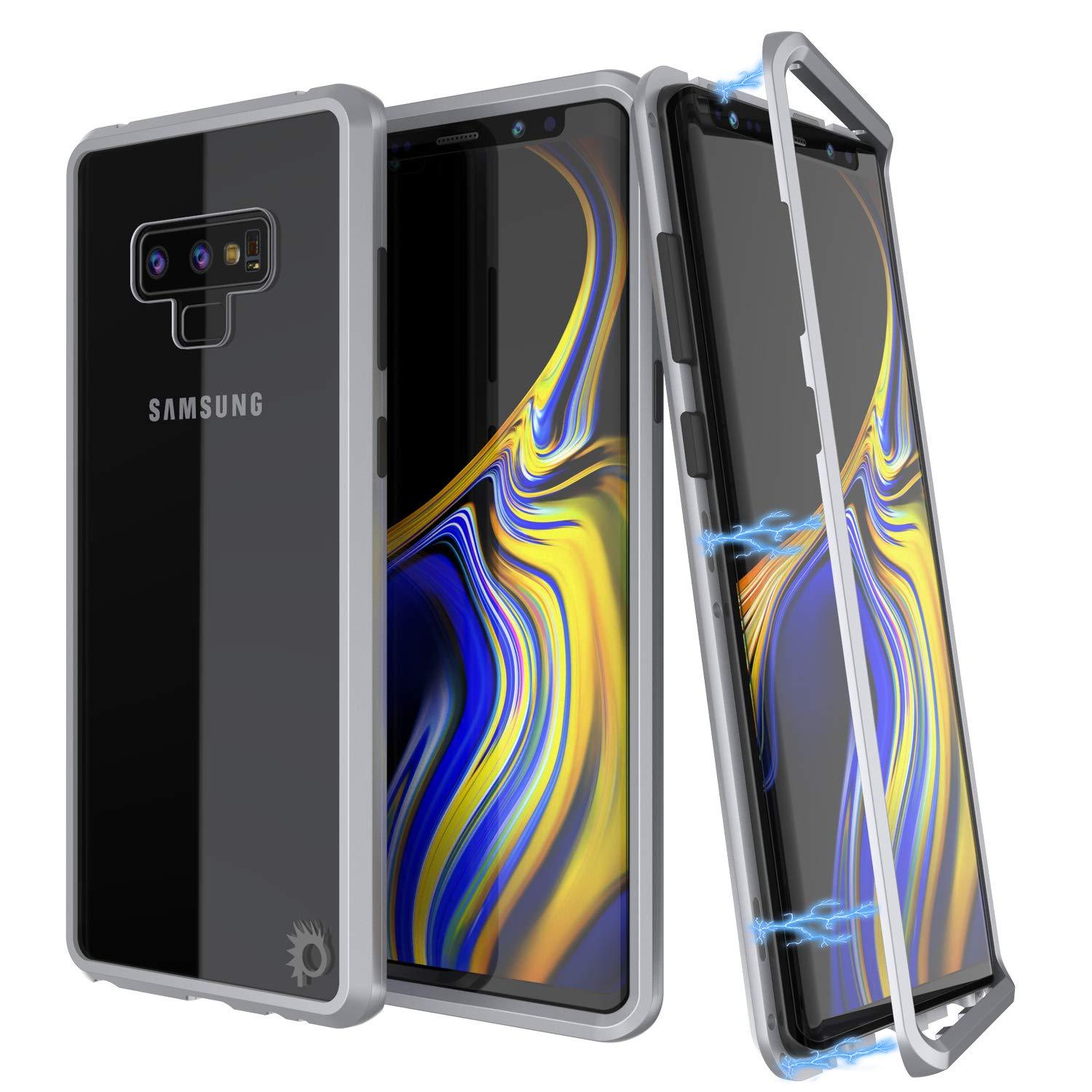 Galaxy Note 9 Case, Punkcase Magnetix 2.0 Protective TPU Cover W/ Tempered Glass Screen Protector [Silver]