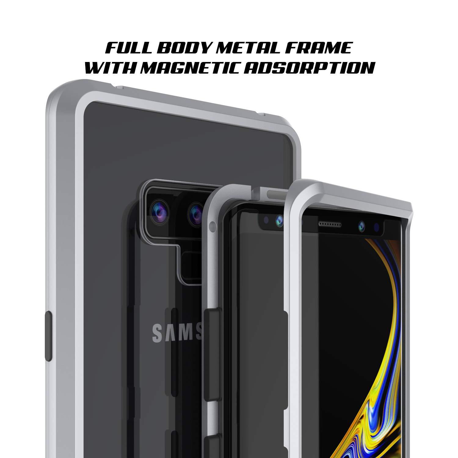 Galaxy Note 9 Case, Punkcase Magnetix 2.0 Protective TPU Cover W/ Tempered Glass Screen Protector [Silver]