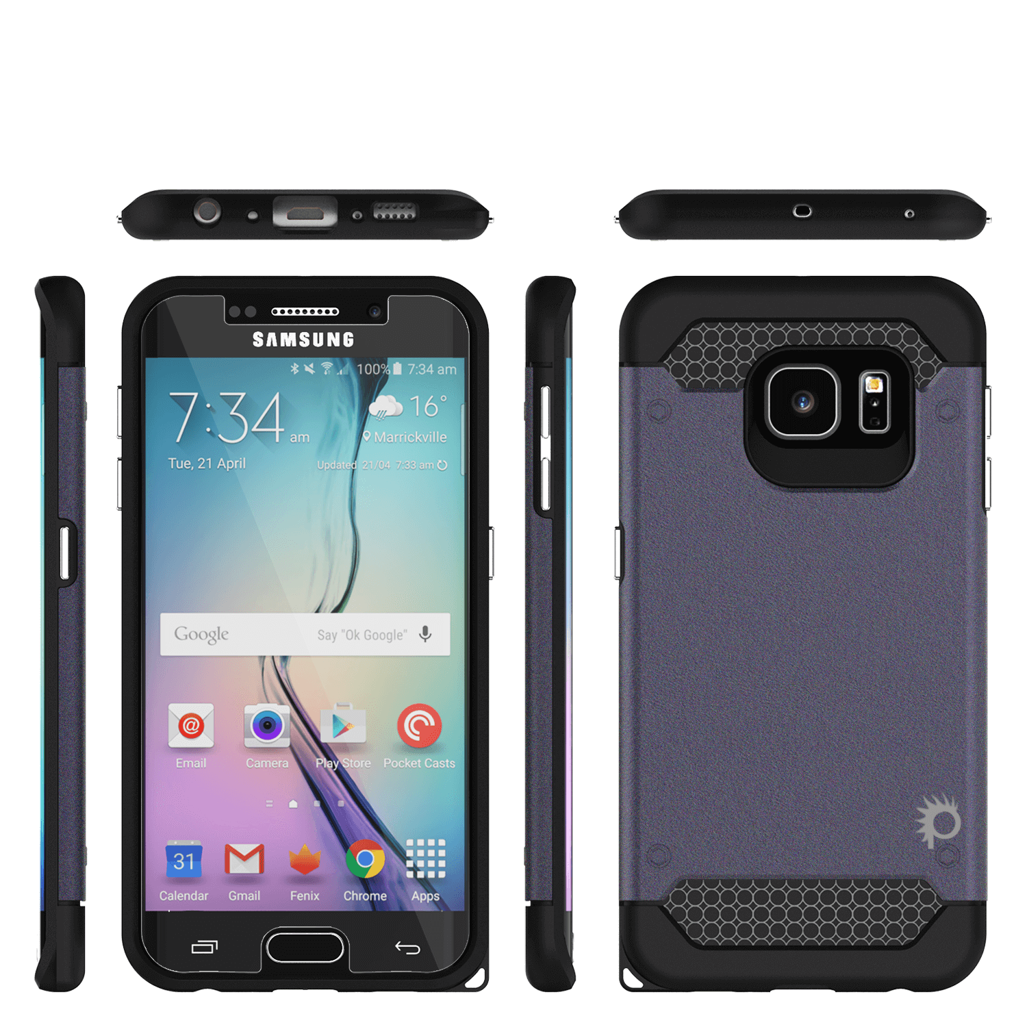 Galaxy s6 EDGE Case PunkCase Galactic Black Series Slim Armor Soft Cover w/ Screen Protector