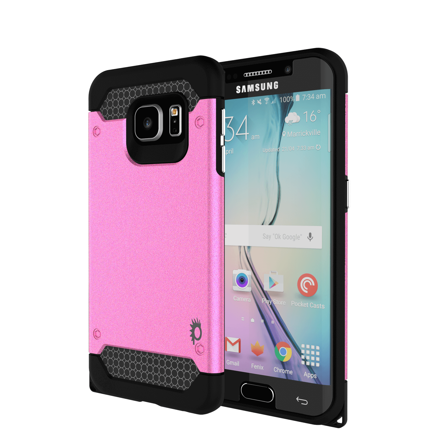 Galaxy s6 EDGE Case PunkCase Galactic Pink Series Slim Protective Armor Soft Cover Case w/ Tempered Glass Protector Lifetime Warranty