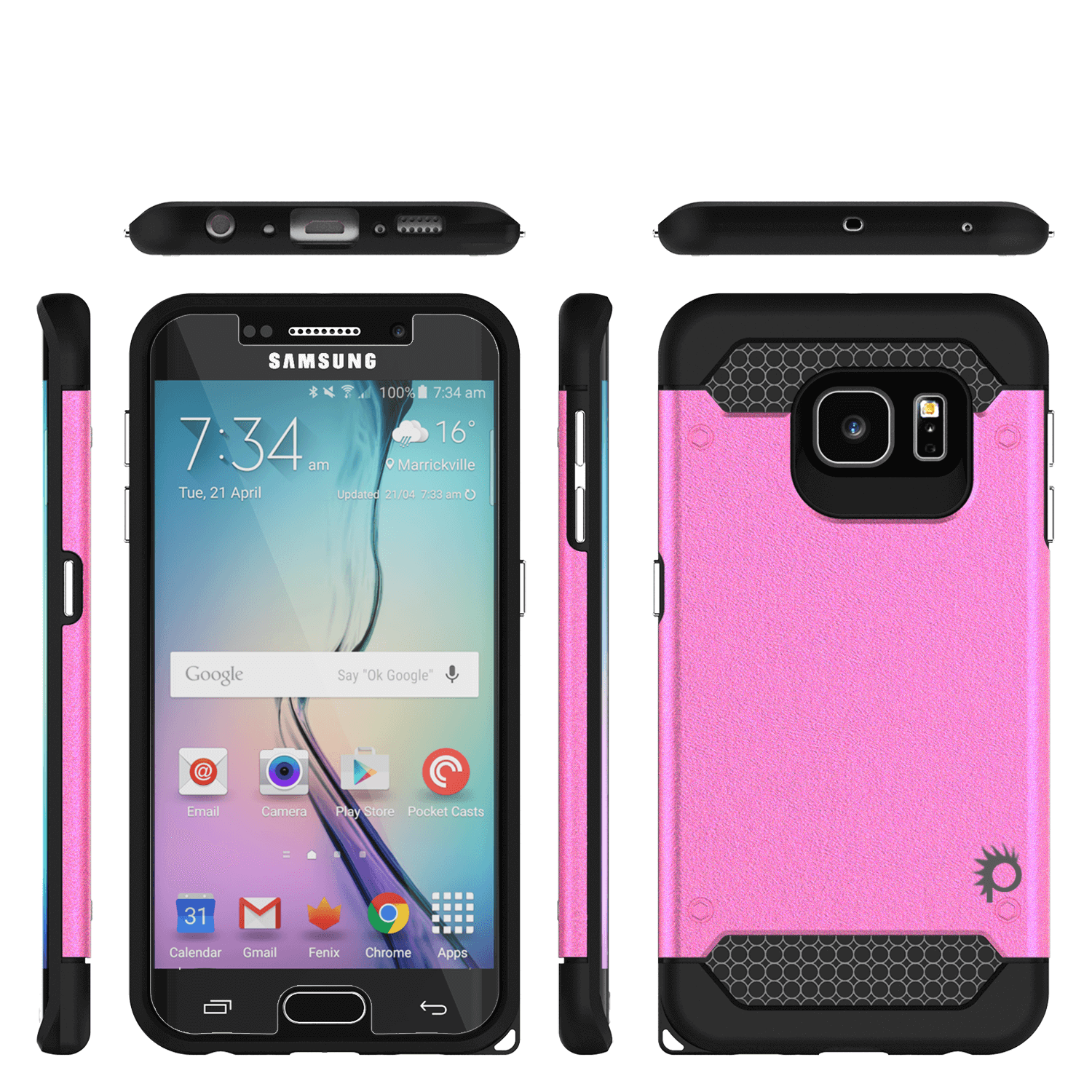Galaxy s6 EDGE Case PunkCase Galactic Pink Series Slim Armor Soft Cover w/ Screen Protector