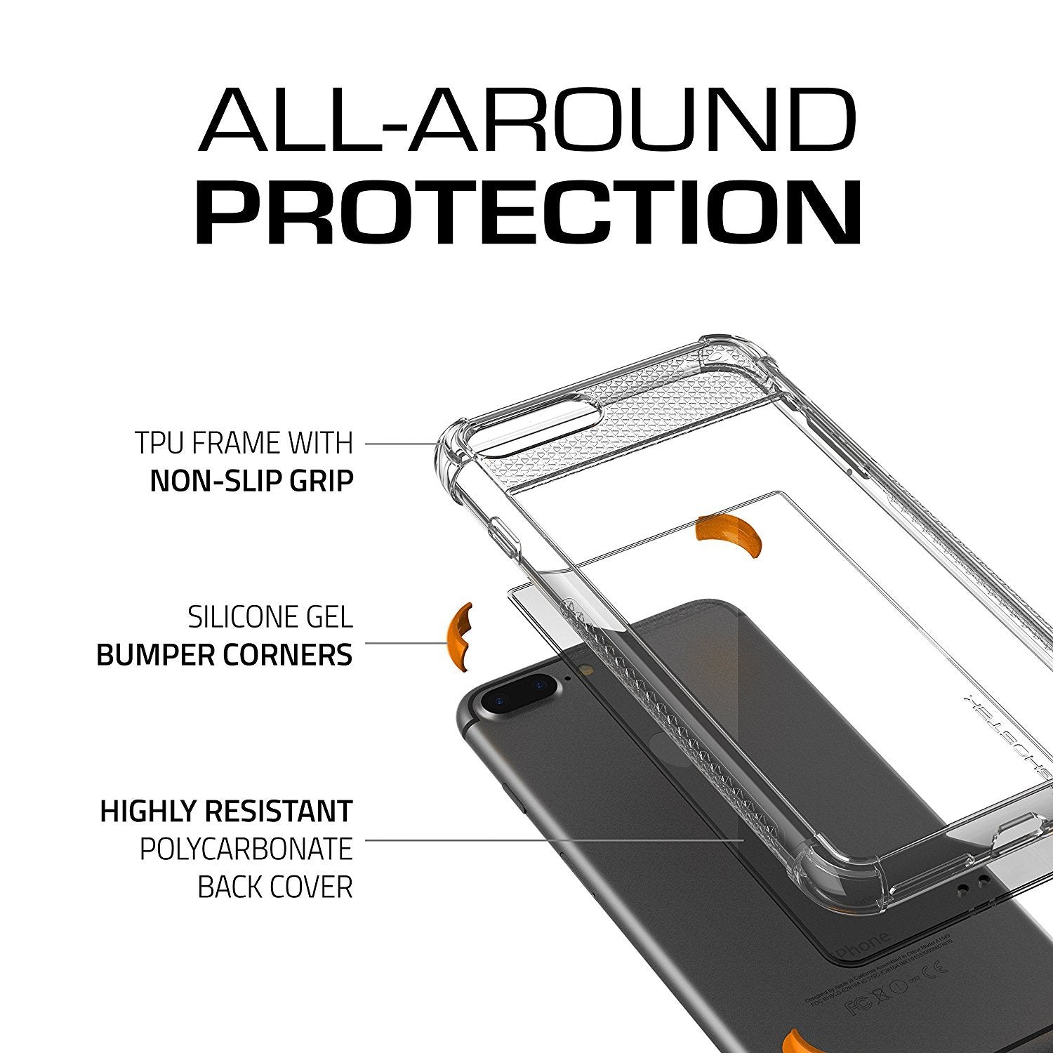 iPhone 7+ Plus Case, Ghostek Covert 2 Series for iPhone 7+ Plus Protective Case [ Orange]