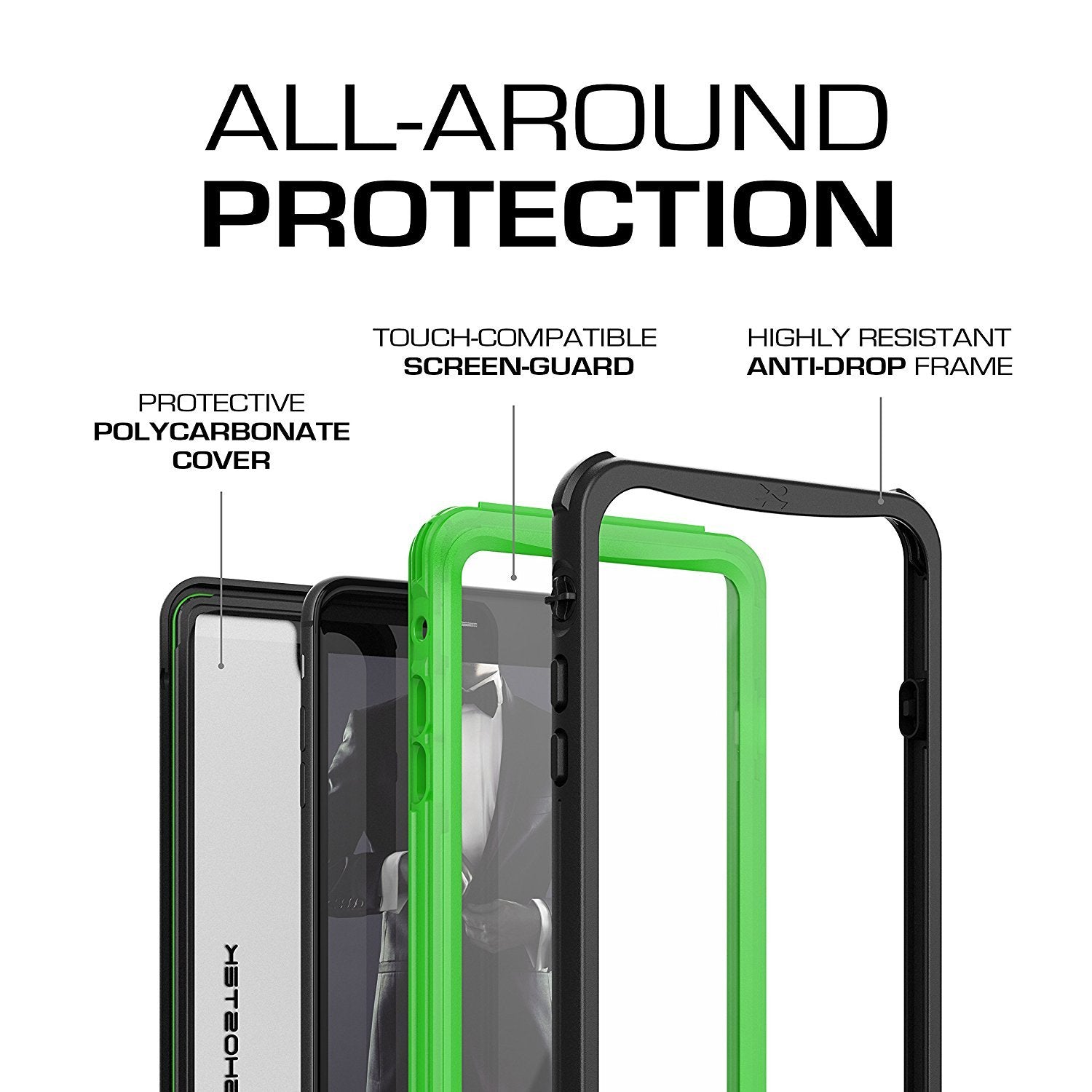 iPhone 8+ Plus case, Ghostek®  Nautical Series  for iPhone 8+ Plus Rugged Heavy Duty Case |  GREEN