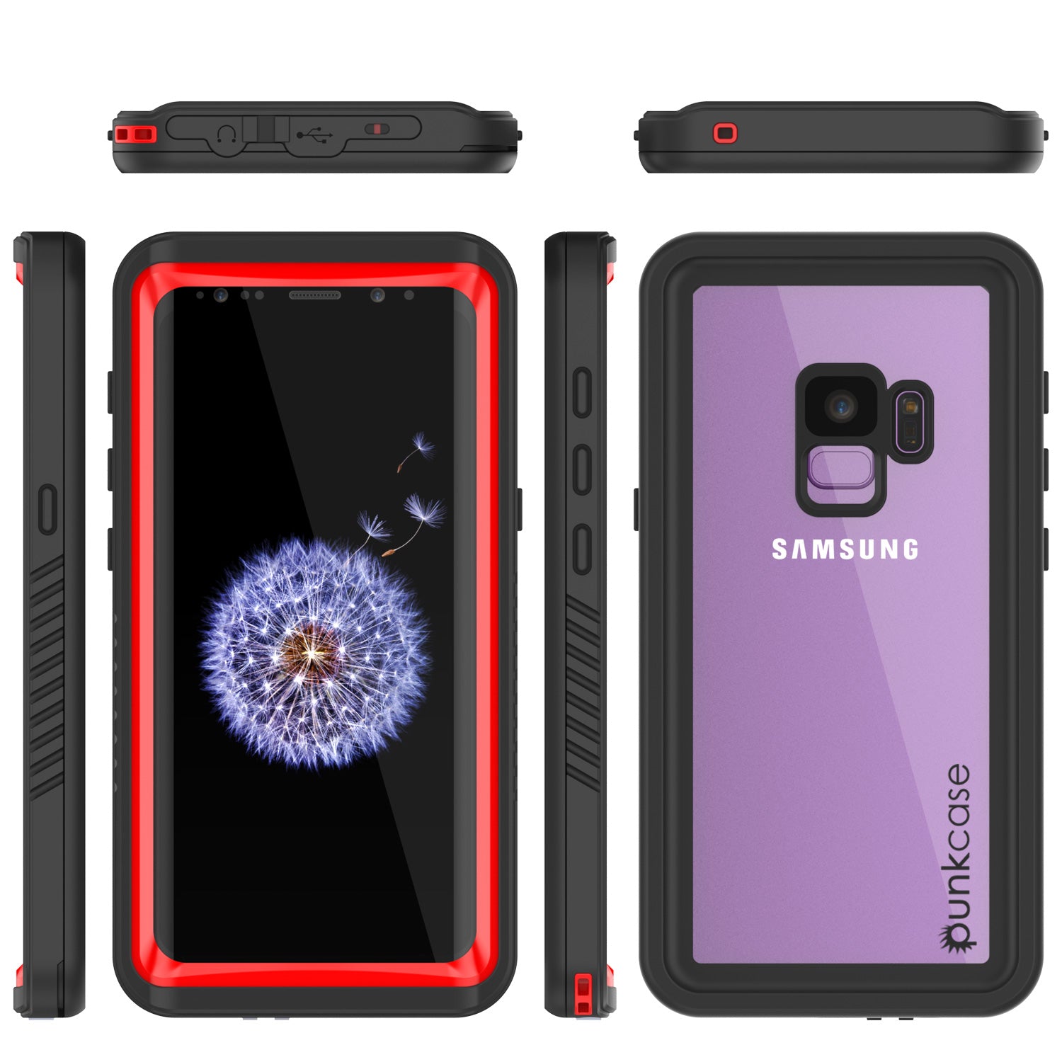 Galaxy S9 Punkcase Extreme Series Armor Cover W/ Built In Screen [Red]