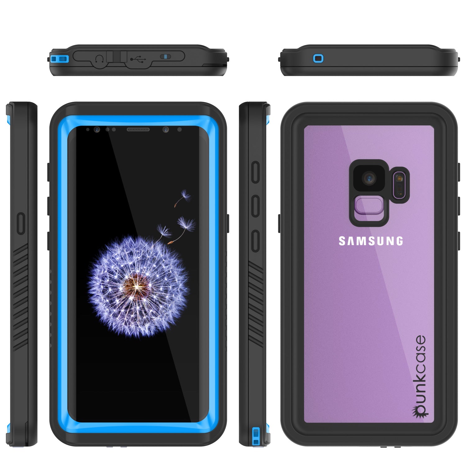 Galaxy S9 Punkcase Extreme Armor Cover W/ Built In Screen [Light blue]