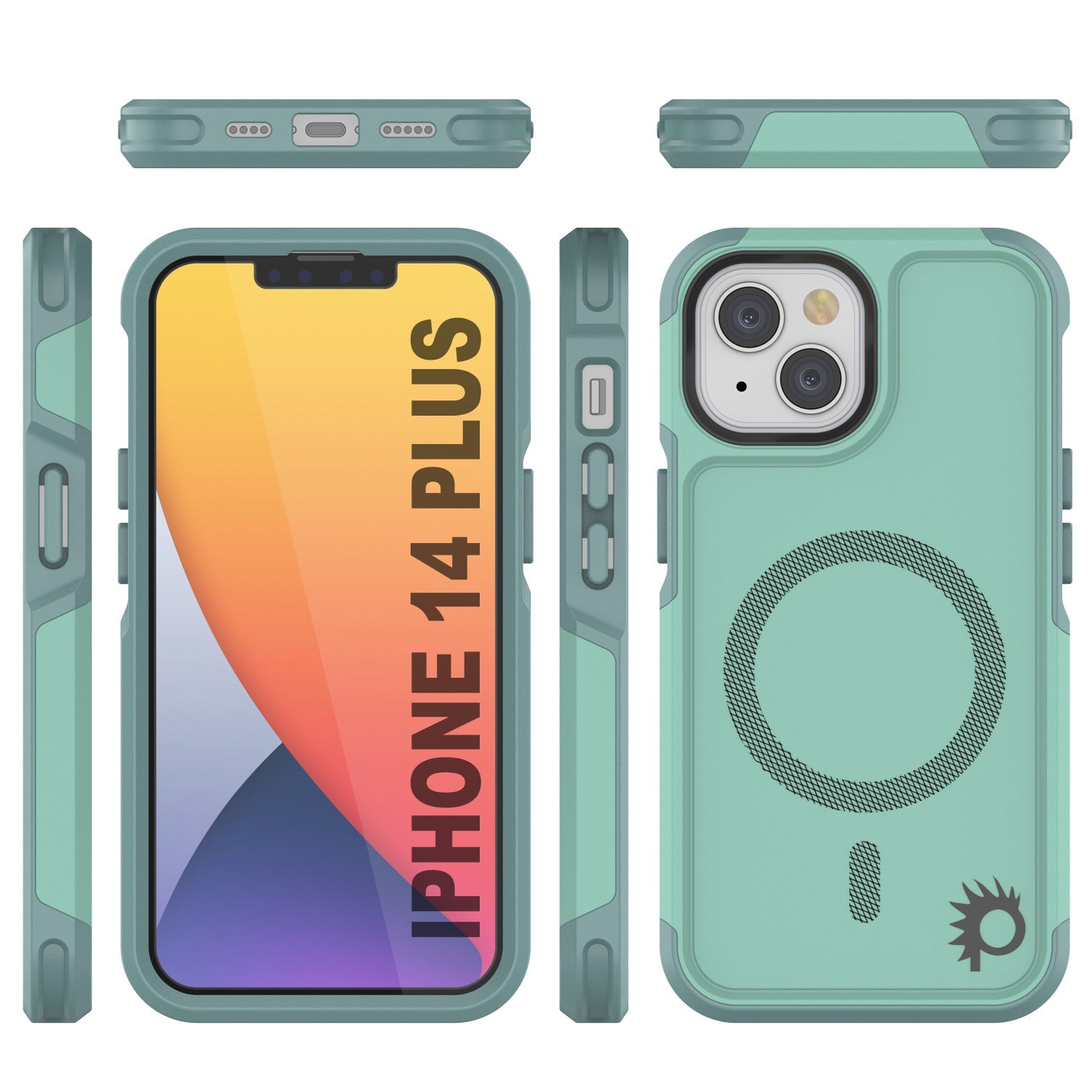 PunkCase iPhone 14 Plus Case, [Spartan 2.0 Series] Clear Rugged Heavy Duty Cover W/Built in Screen Protector [Teal]