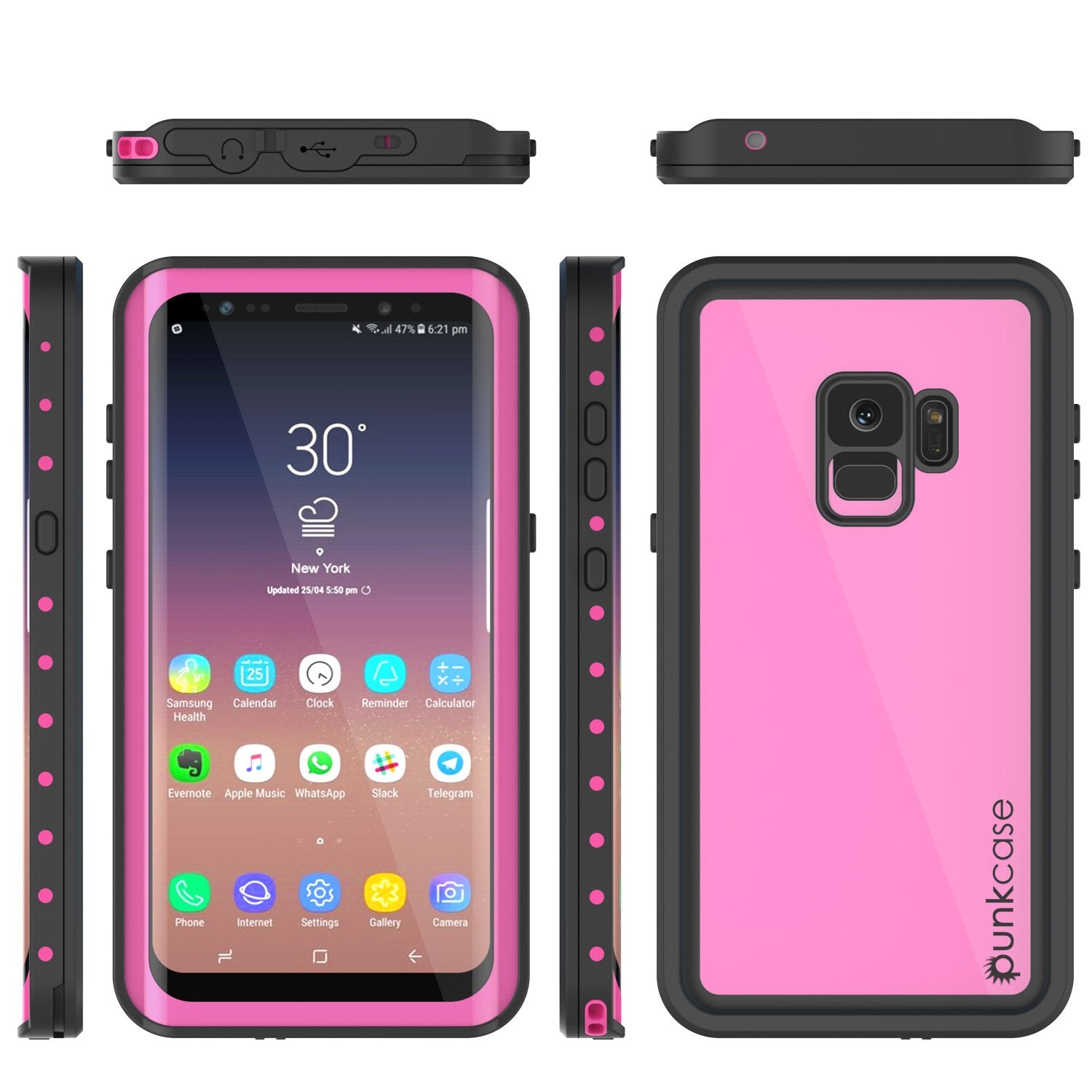 Galaxy S9 Waterproof Case PunkCase StudStar Pink Thin 6.6ft