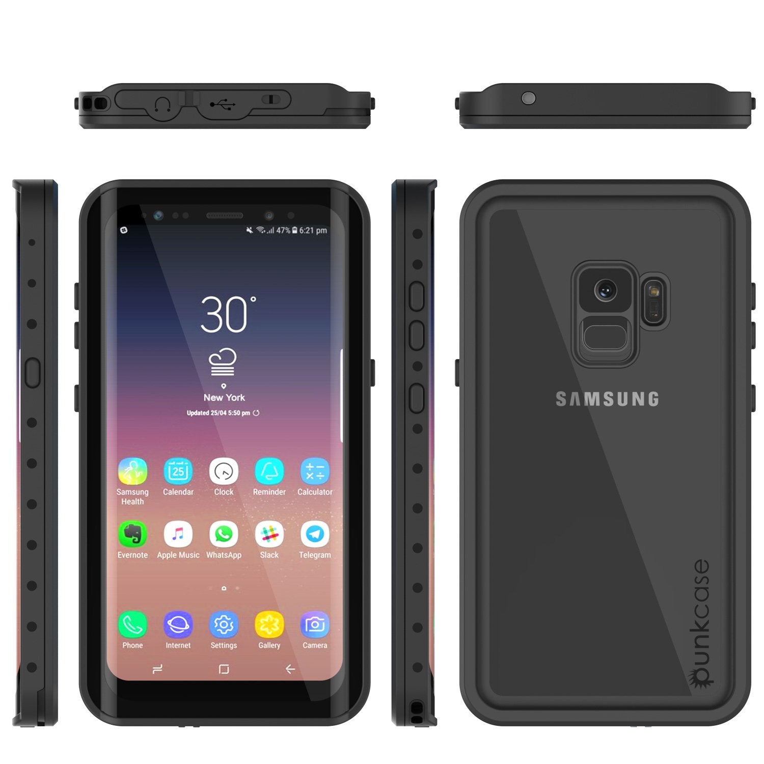 Galaxy S9 Waterproof Case, Punkcase StudStar Series Armor Cover, Clear