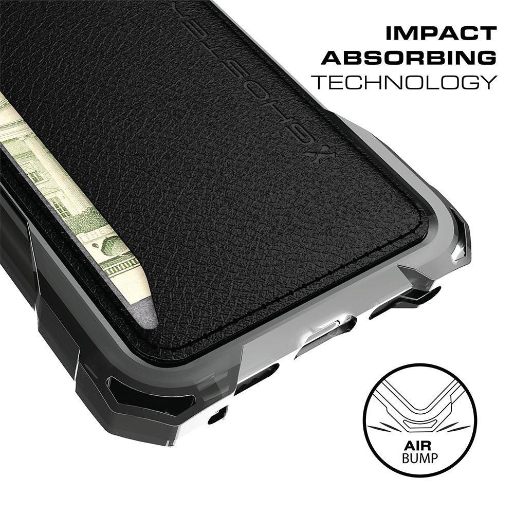 iPhone 7 Wallet Case, Ghostek Exec Series for Apple iPhone 7 Slim Armor Hybrid Impact Bumper | TPU PU Leather Credit Card Slot Holder Sleeve Cover | Shatterproof Screen Protector (Black)