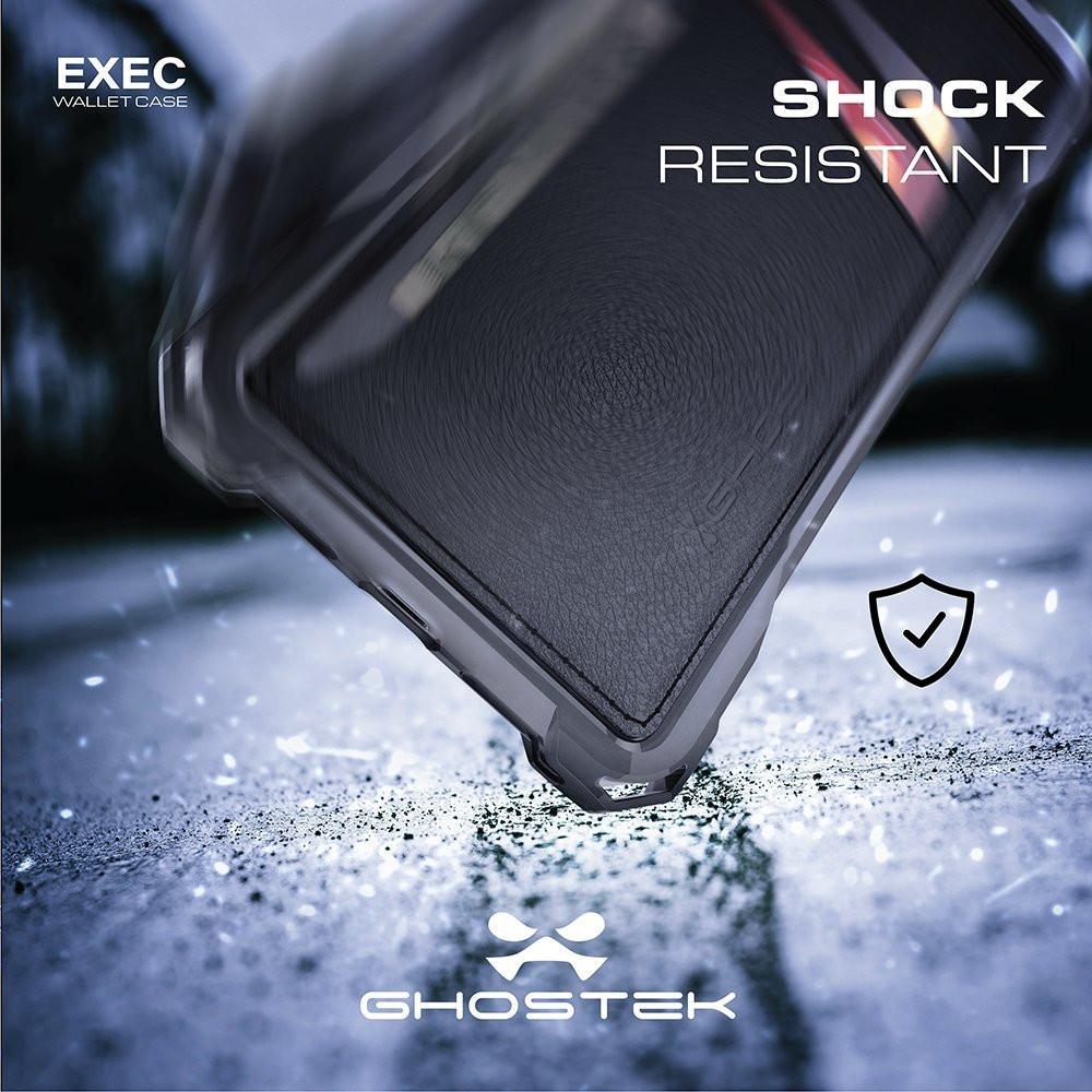 iPhone 7 Wallet Case, Ghostek Exec Red Series | Slim Armor Hybrid Impact Bumper | TPU PU Leather Credit Card Slot Holder Sleeve Cover