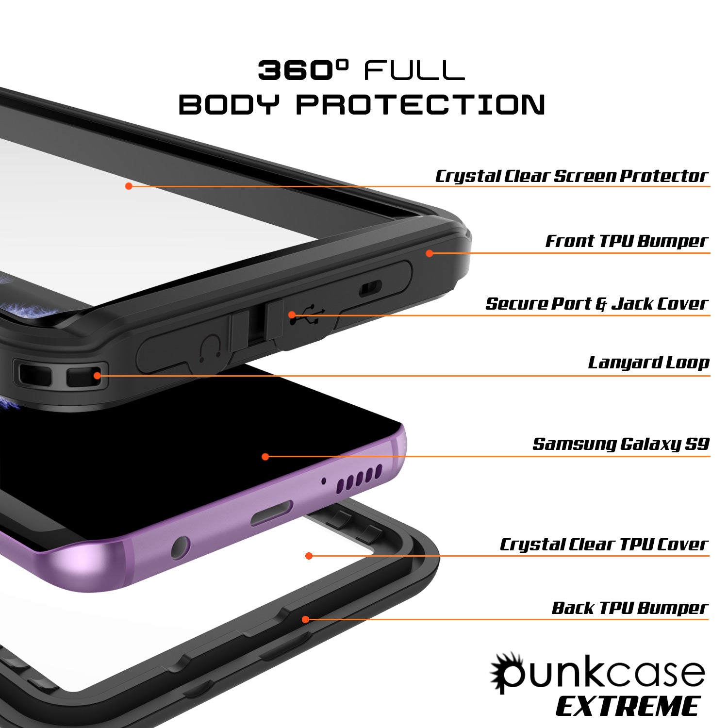 Galaxy S9 Plus, Punkcase Extreme W/ Built Screen Protector [Black]