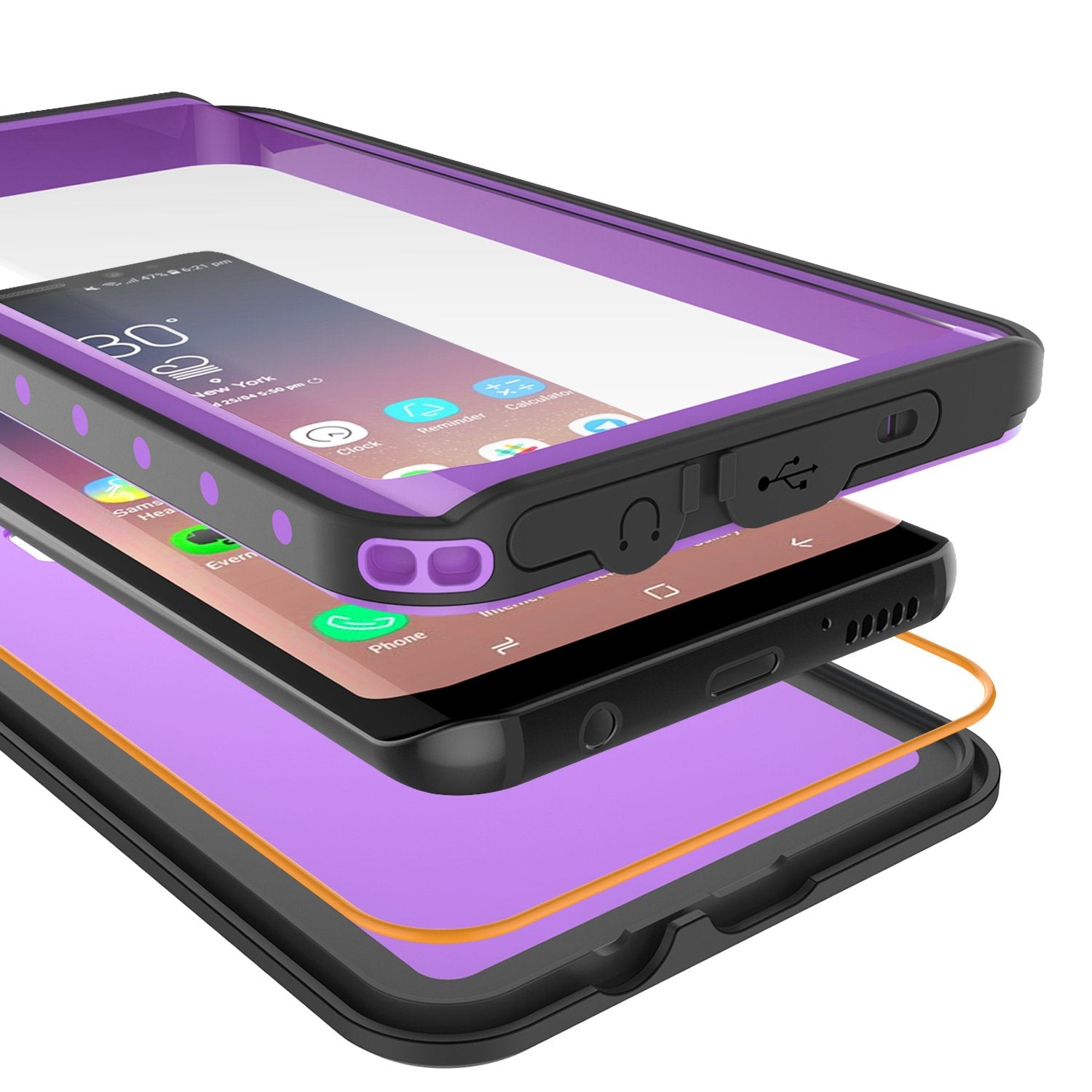 Galaxy S9 Plus Waterproof PunkCase StudStar Purple Thin 6.6ft Case