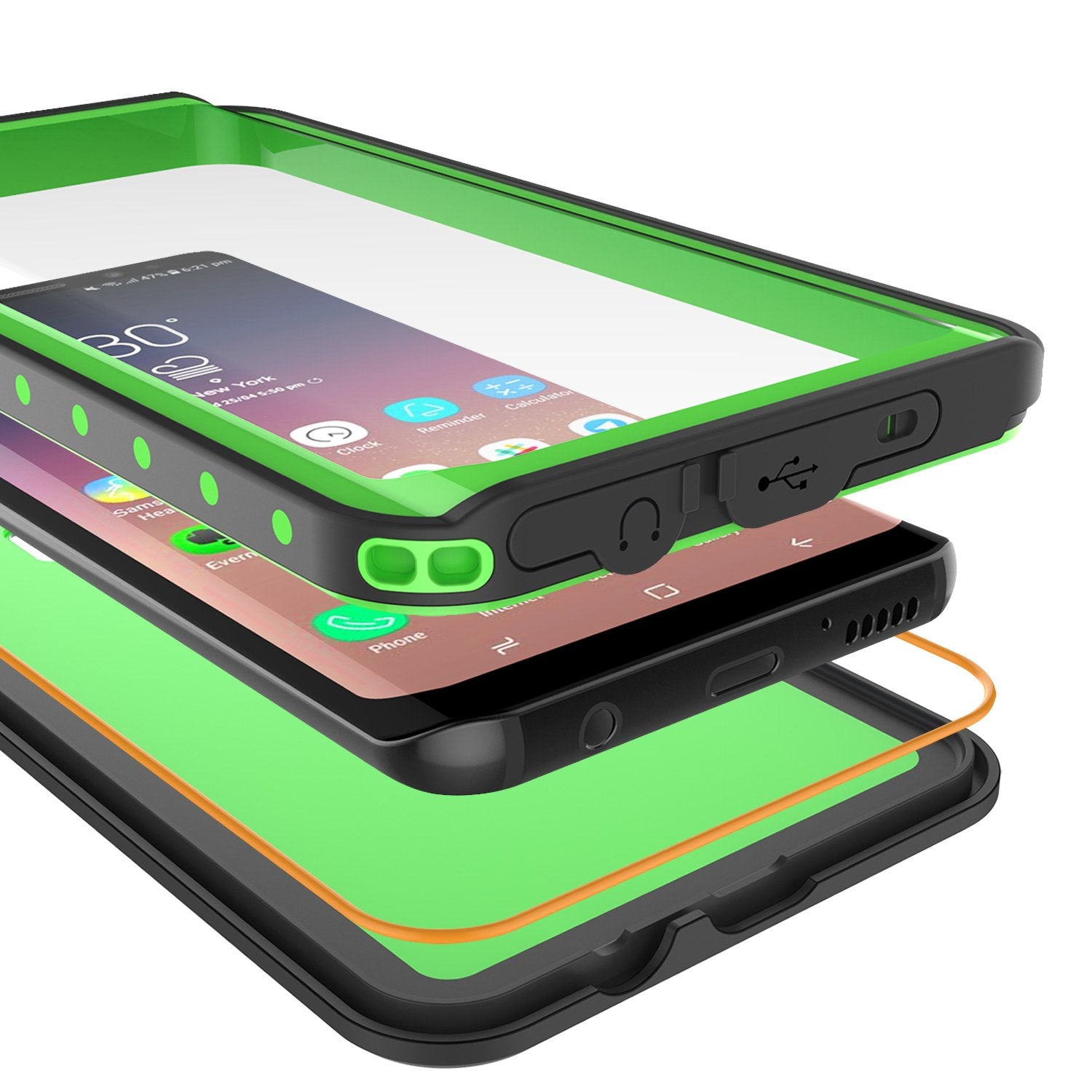 Galaxy S9 Plus Waterproof Case PunkCase StudStar Light Green Thin 6.6ft