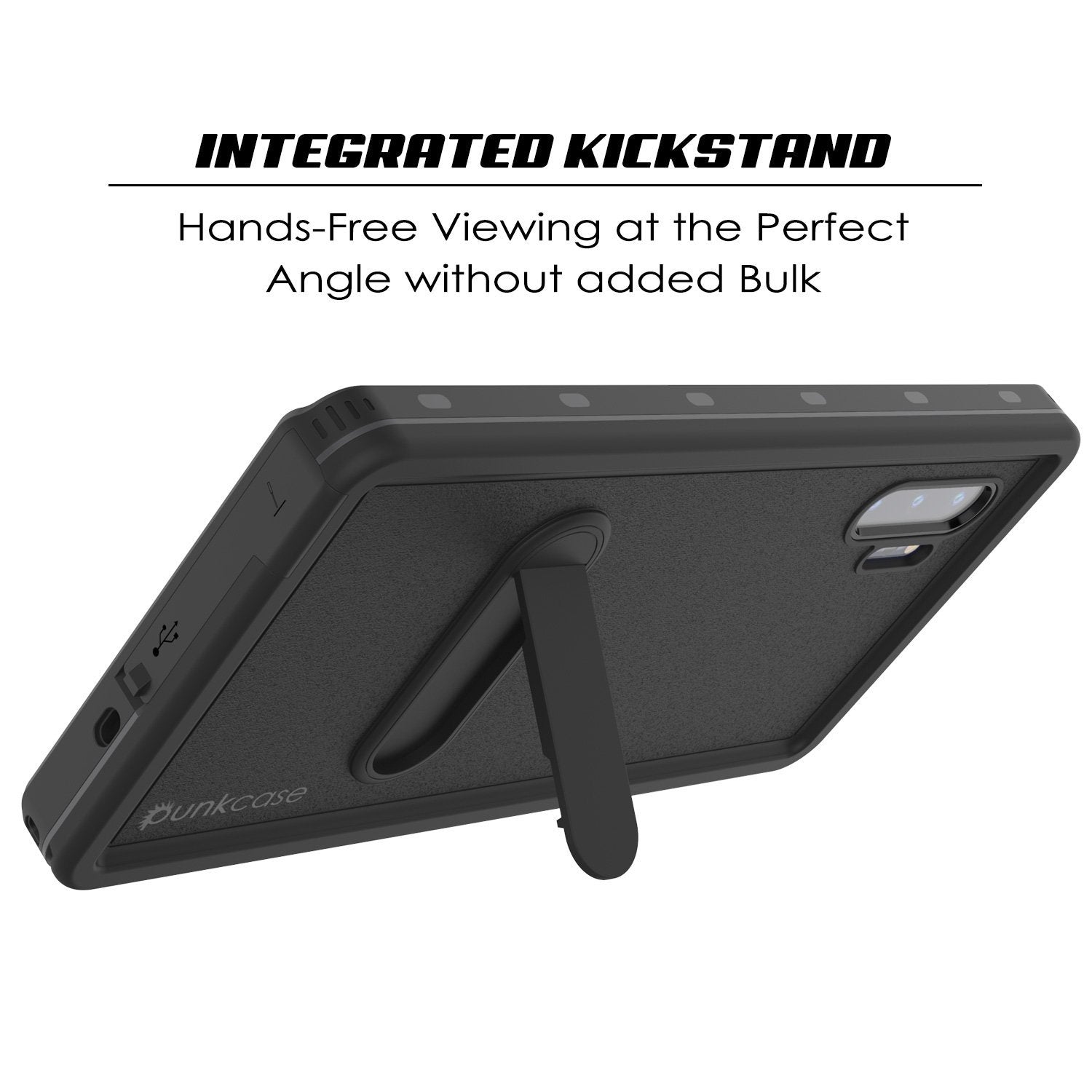 PunkCase Galaxy Note 10+ Plus Waterproof Case, [KickStud Series] Armor Cover [Black]