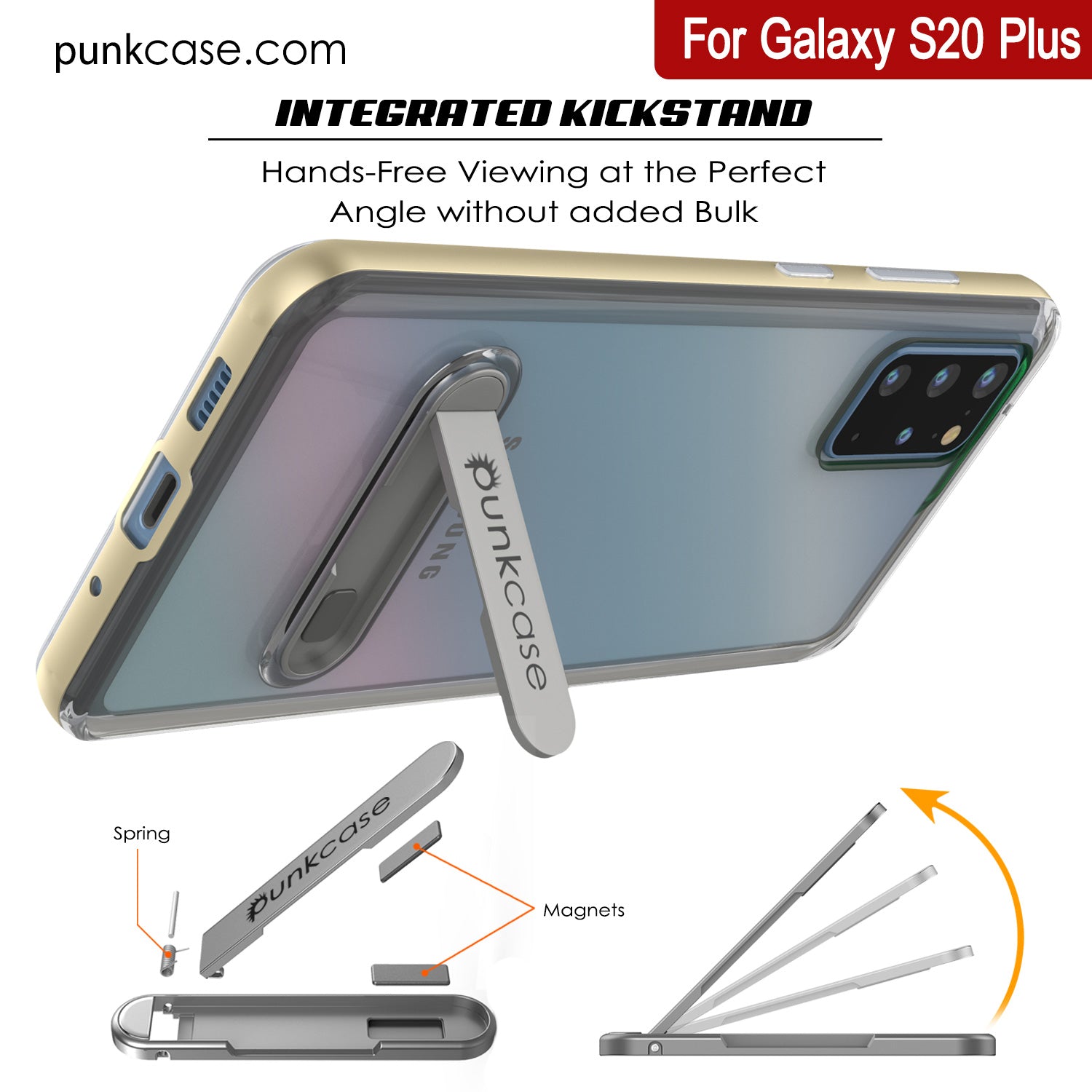 Galaxy S20+ Plus Case, PUNKcase [LUCID 3.0 Series] [Slim Fit] Armor Cover w/ Integrated Screen Protector [Gold]