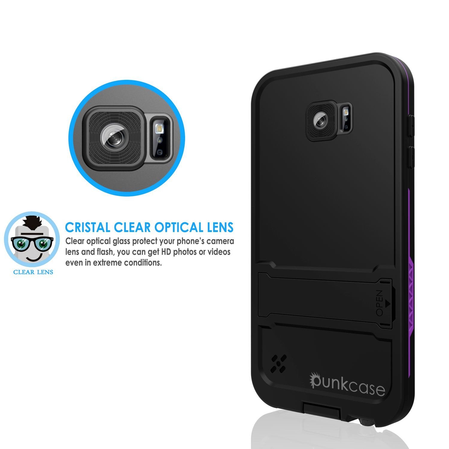 Galaxy S6 Waterproof Case, PunkCase SpikeStar Purple Water/Shock/Dirt/Snow Proof | Lifetime Warranty