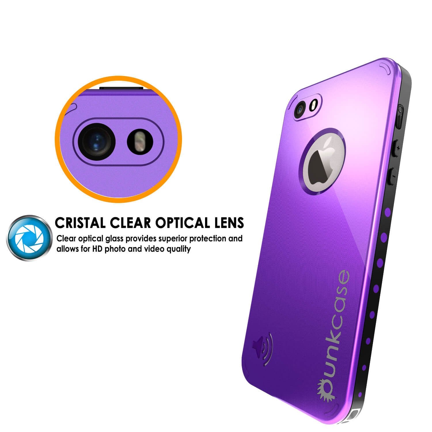 iPhone 5S/5 Waterproof Case PunkCase StudStar Purple Case Water/Shock/Dirt Proof | Lifetime Warranty