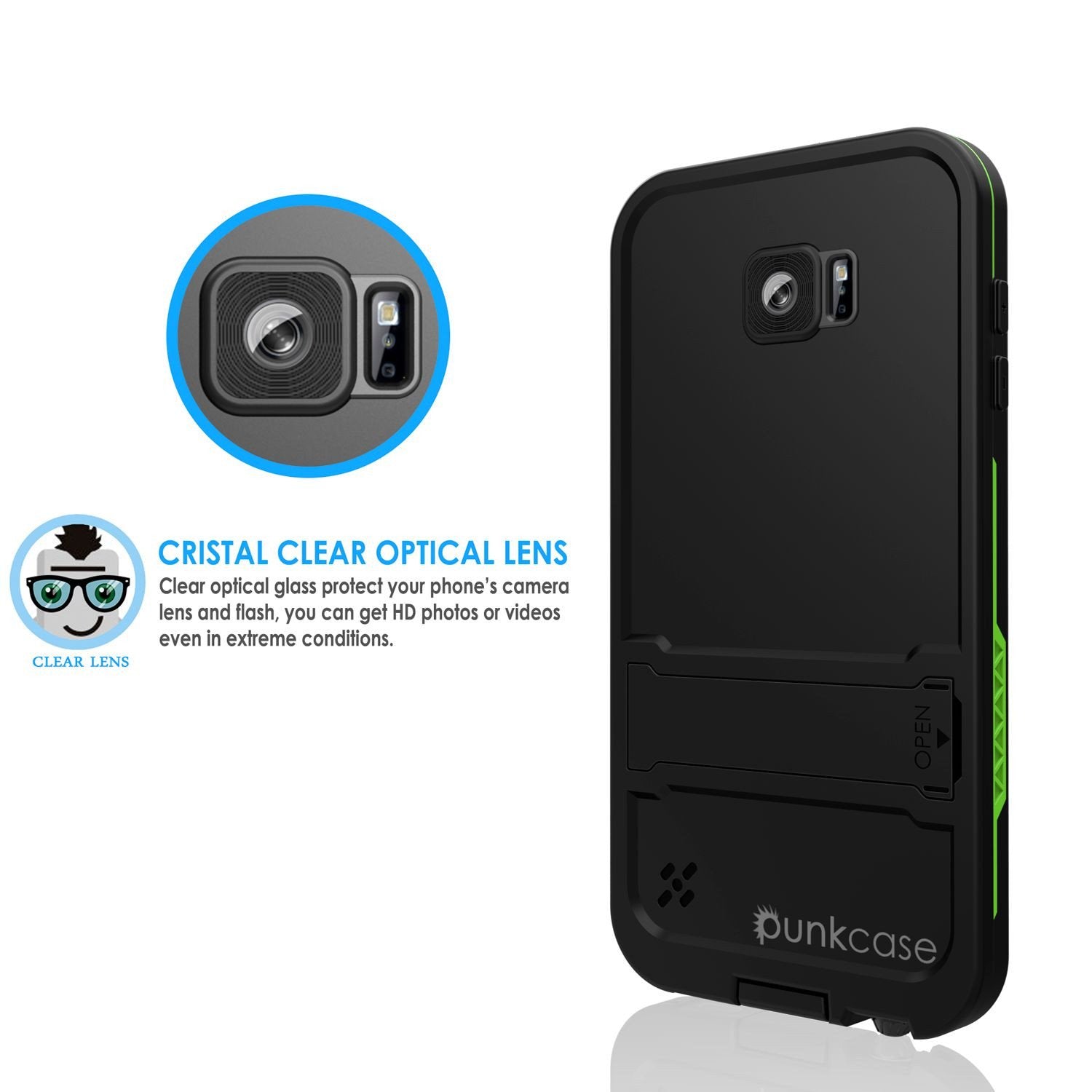 Galaxy S6 Waterproof Case, Punkcase SpikeStar Light Green Water/Shock/Dirt Proof | Lifetime Warranty