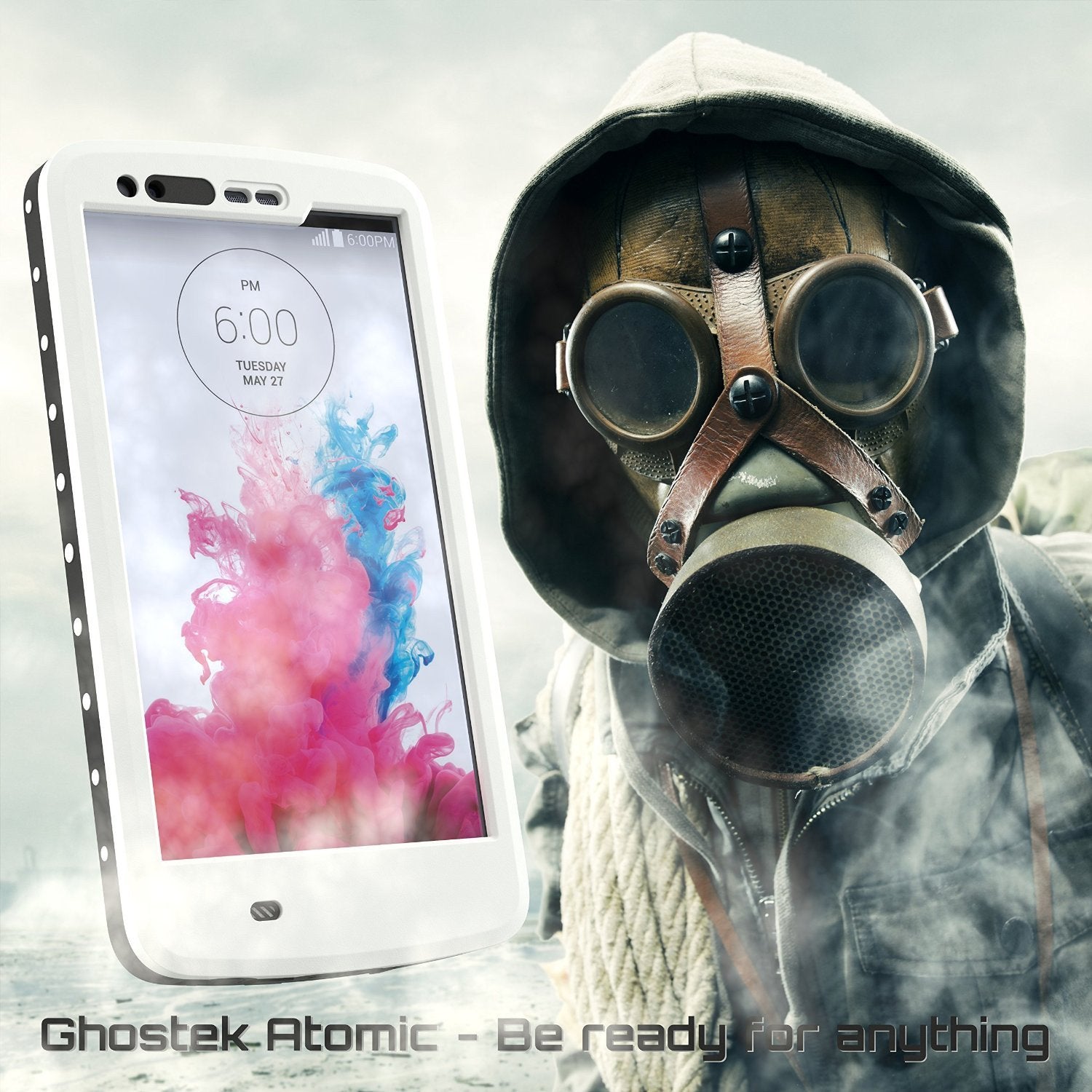 LG G3 Waterproof Case, Ghostek Atomic White W/ Attached Screen Protector LG G3 Slim Fitted