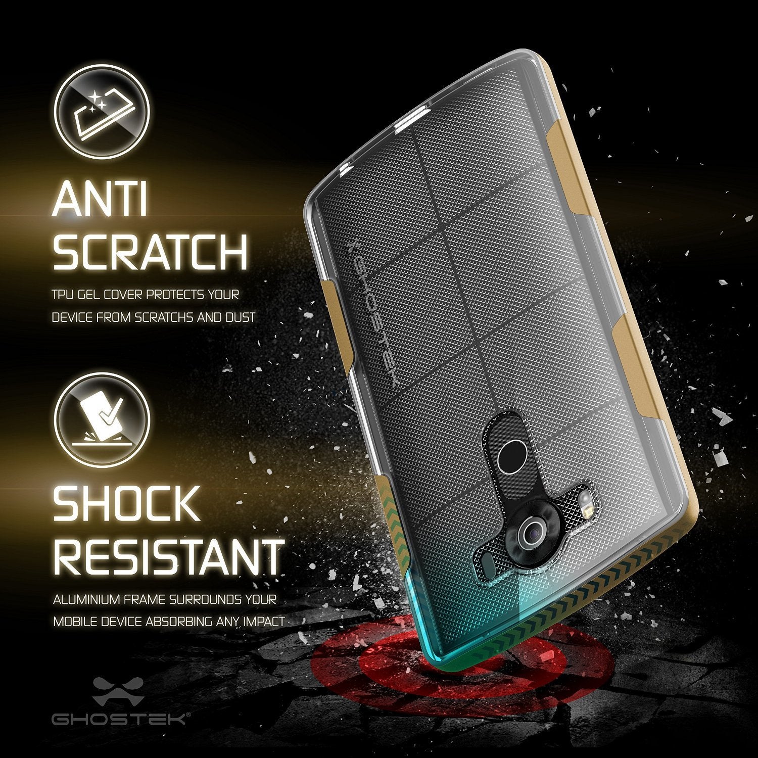 LG V10 Case, Ghostek® Cloak Gold Slim Hybrid Impact Armor Cover | Lifetime Warranty Exchange
