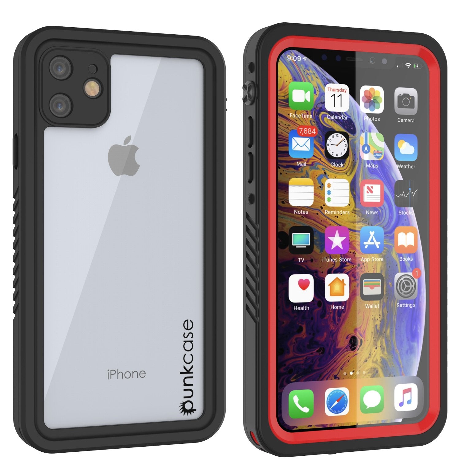 iPhone 11 Waterproof Case, Punkcase [Extreme Series] Armor Cover W/ Built In Screen Protector [Red]